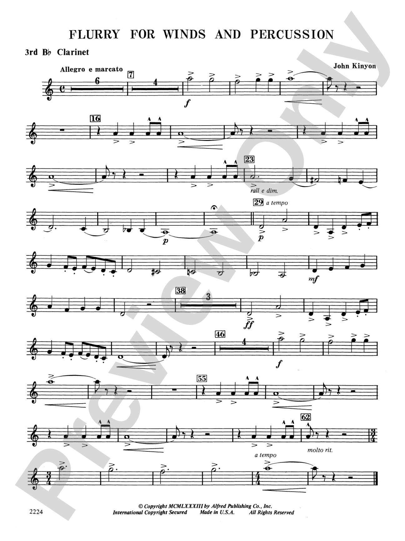 Flurry for Winds and Percussion: 3rd B-flat Clarinet