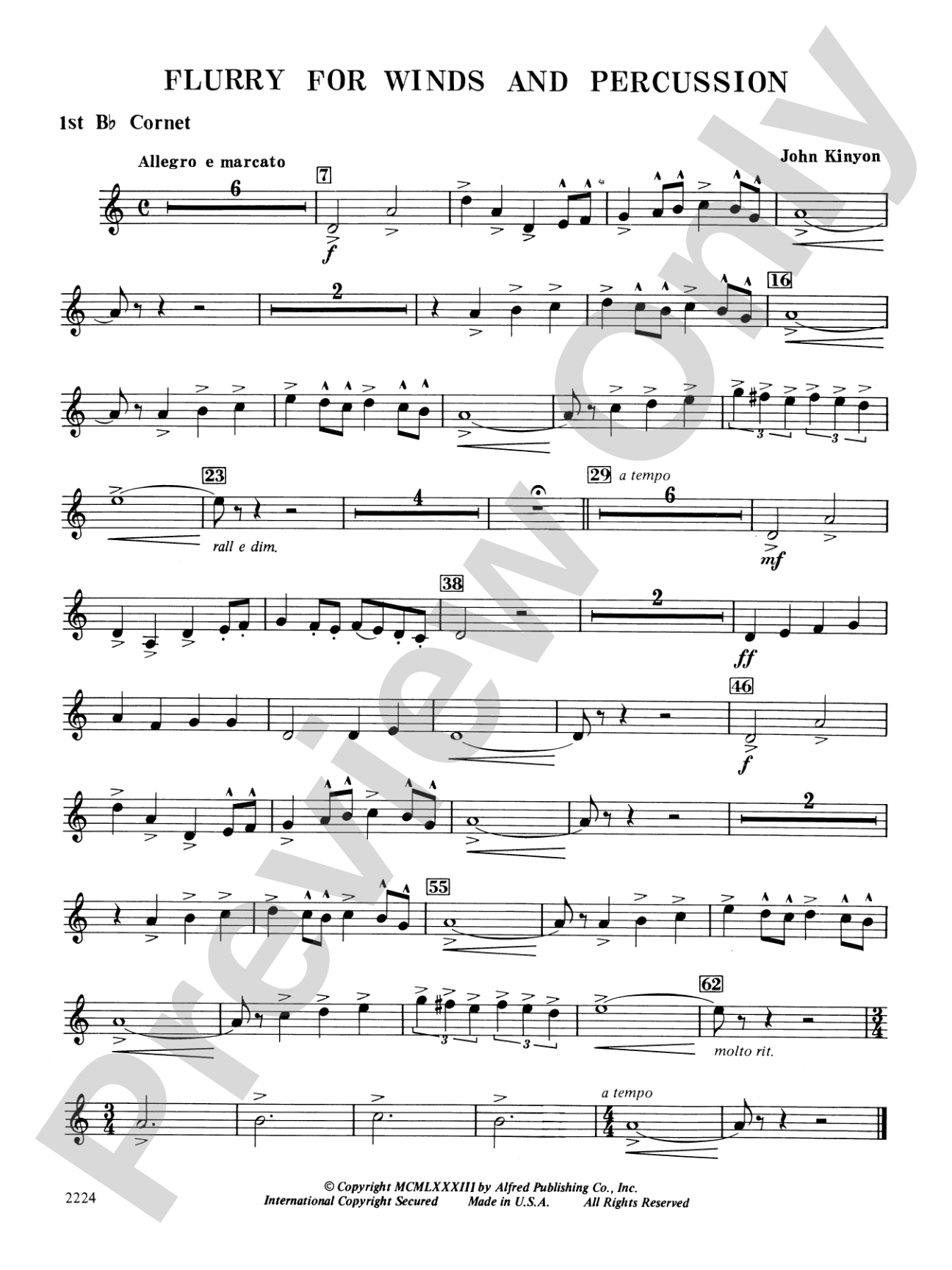 Flurry for Winds and Percussion: 1st B-flat Cornet