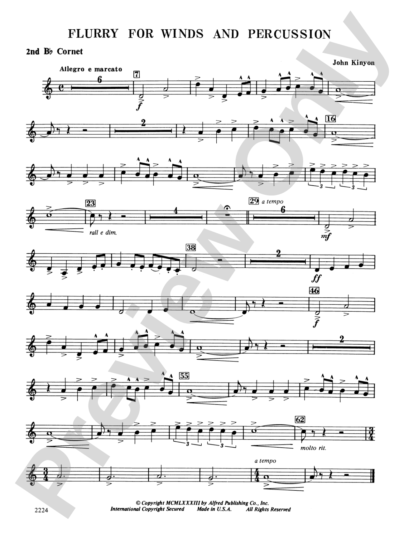 Flurry for Winds and Percussion: 2nd B-flat Cornet