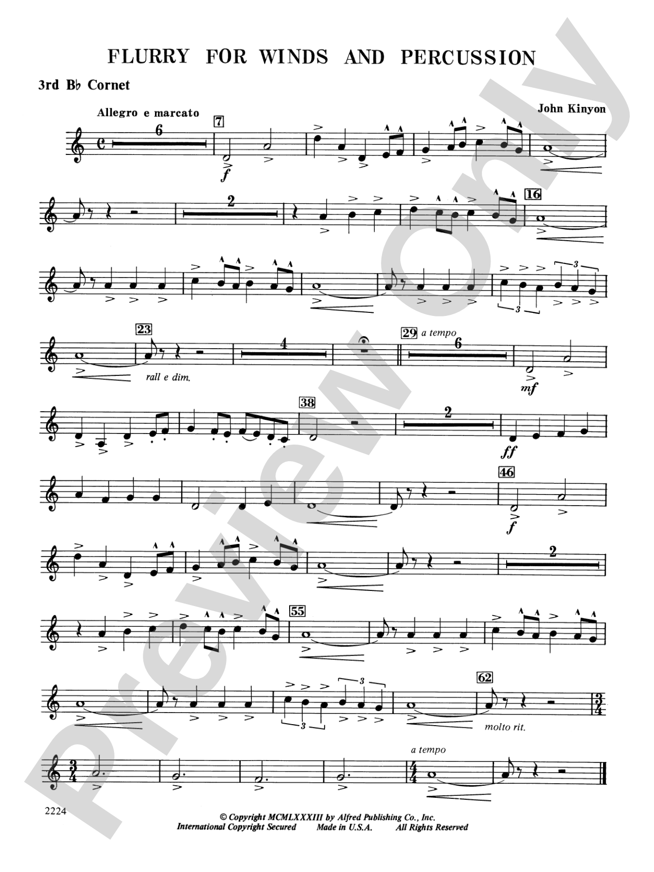 Flurry for Winds and Percussion: 3rd B-flat Cornet