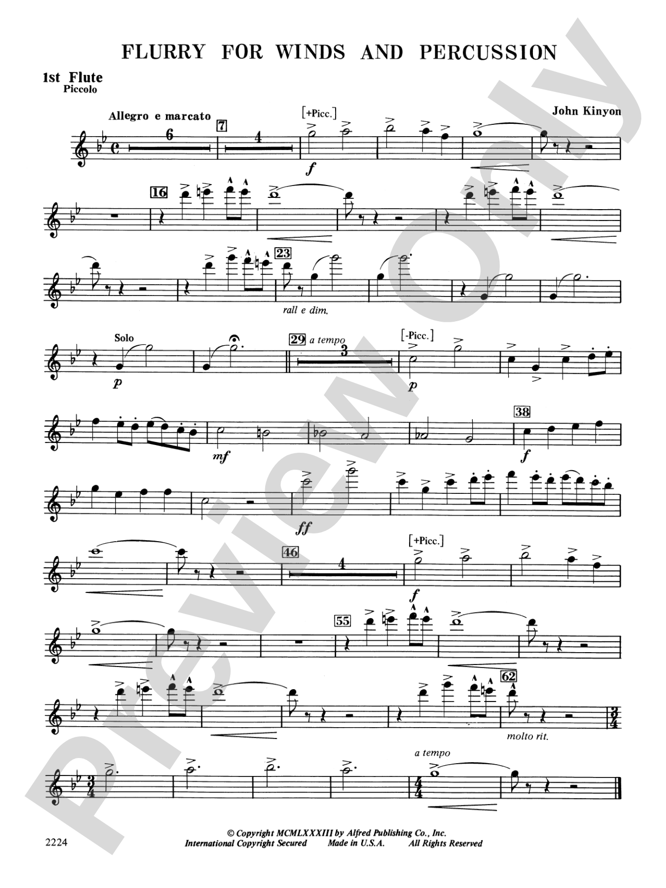 Flurry for Winds and Percussion: Flute