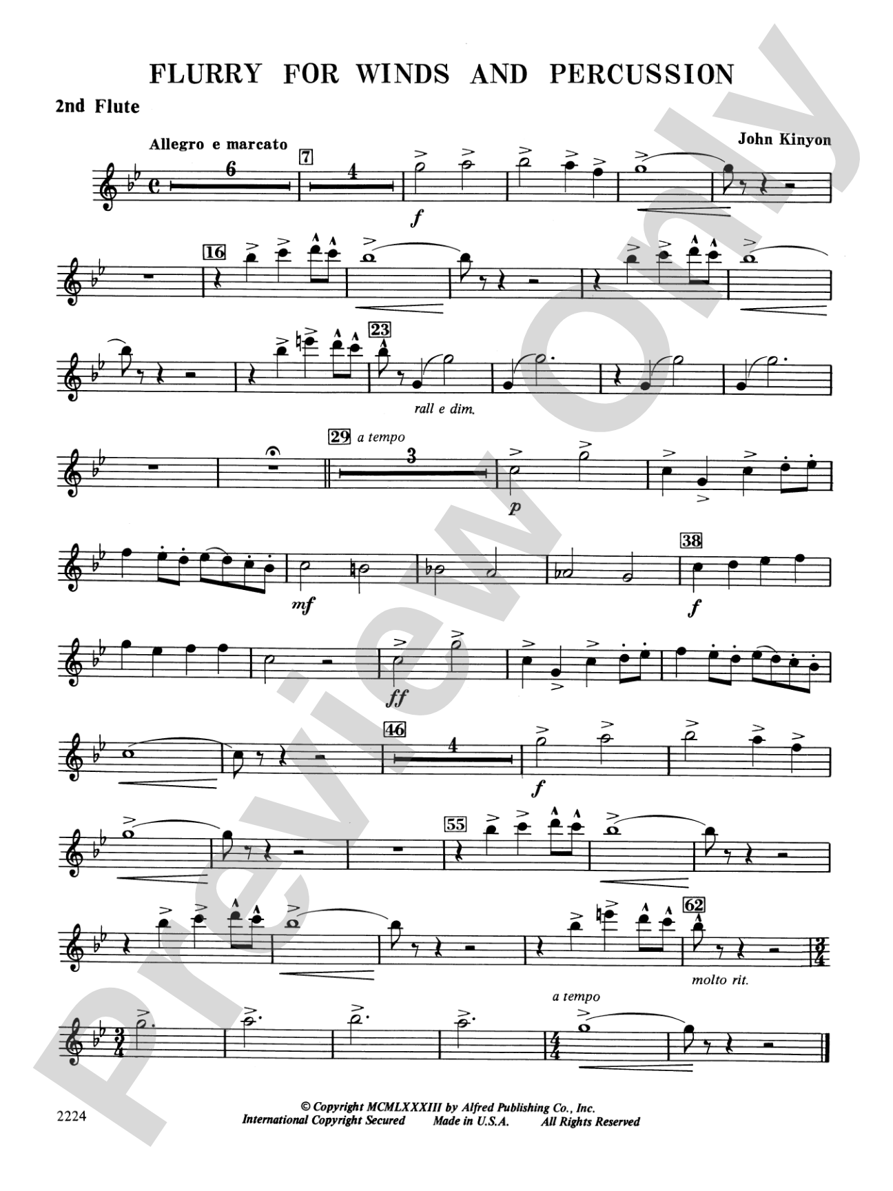 Flurry for Winds and Percussion: 2nd Flute