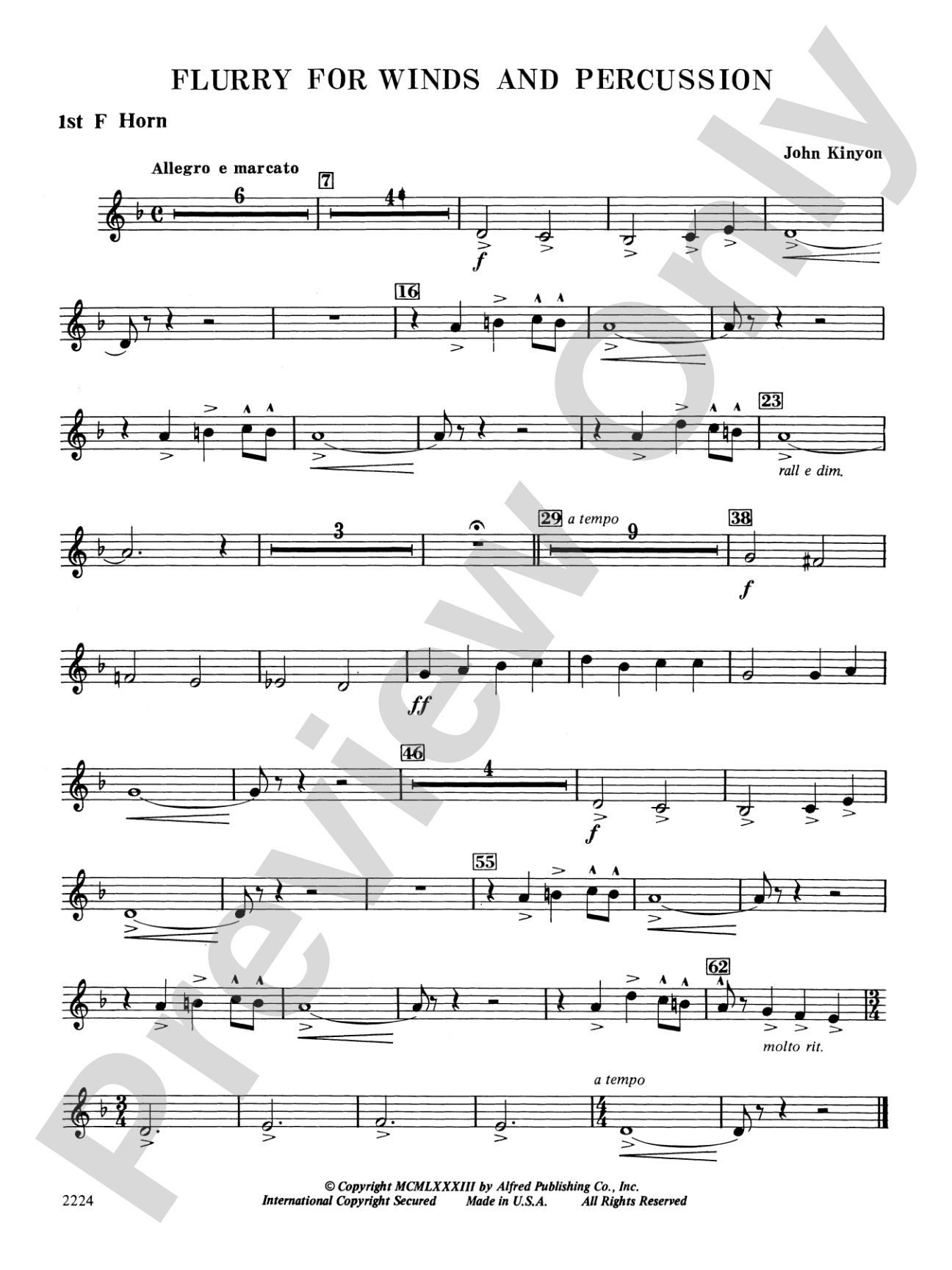 Flurry for Winds and Percussion: 1st F Horn