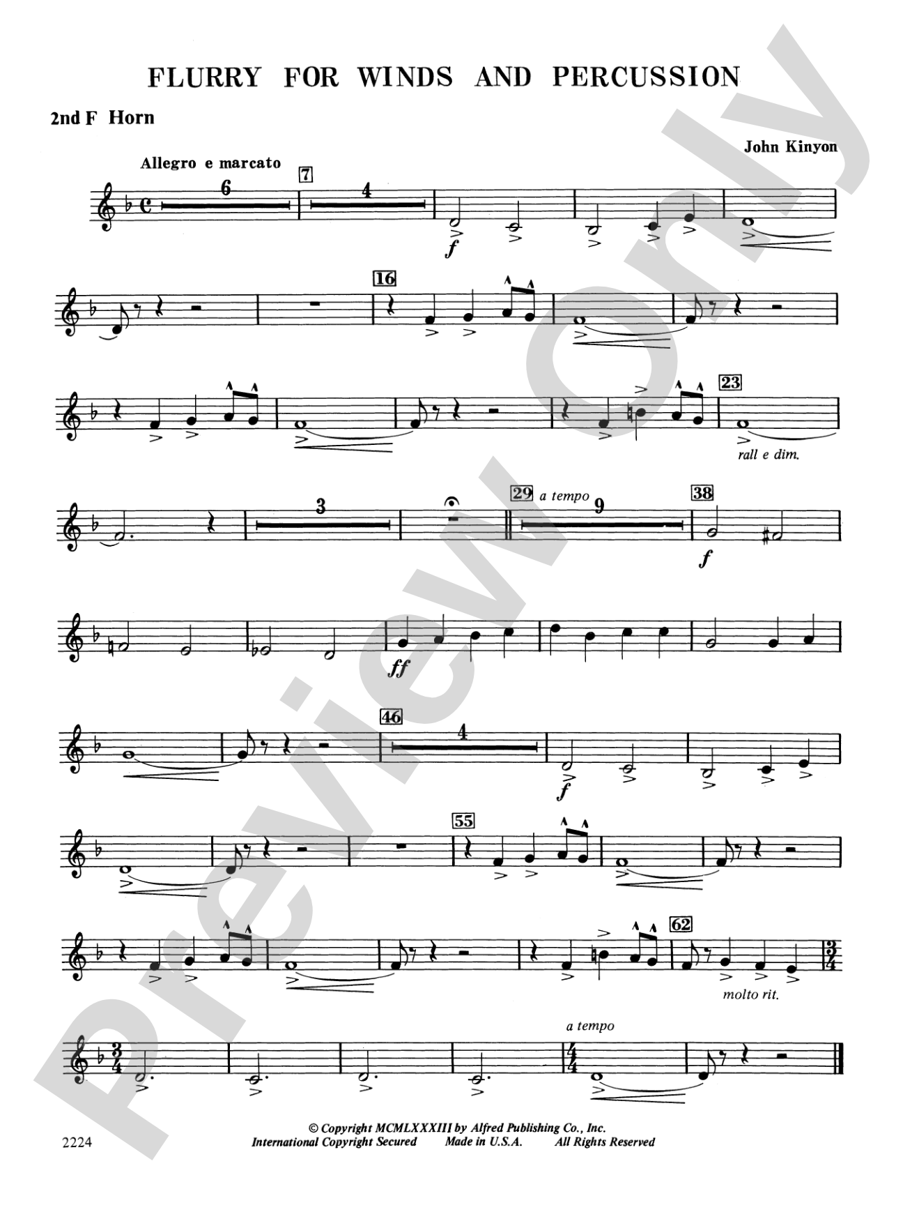 Flurry for Winds and Percussion: 2nd F Horn