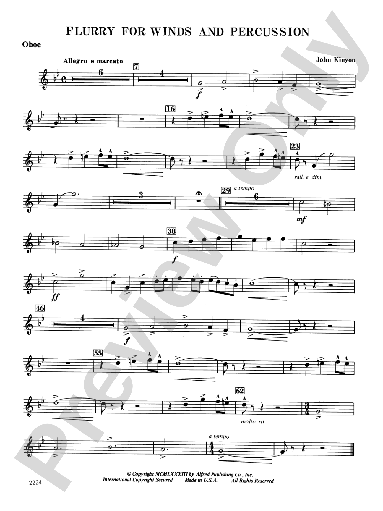 Flurry for Winds and Percussion: Oboe