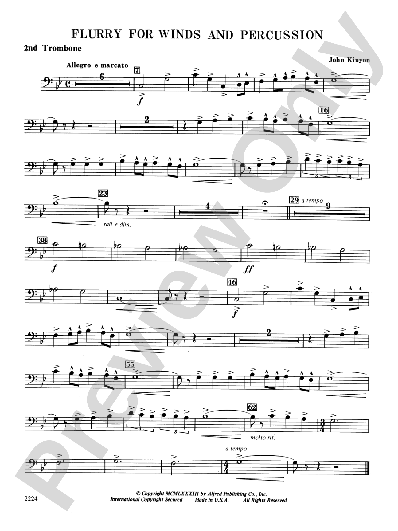 Flurry for Winds and Percussion: 2nd Trombone