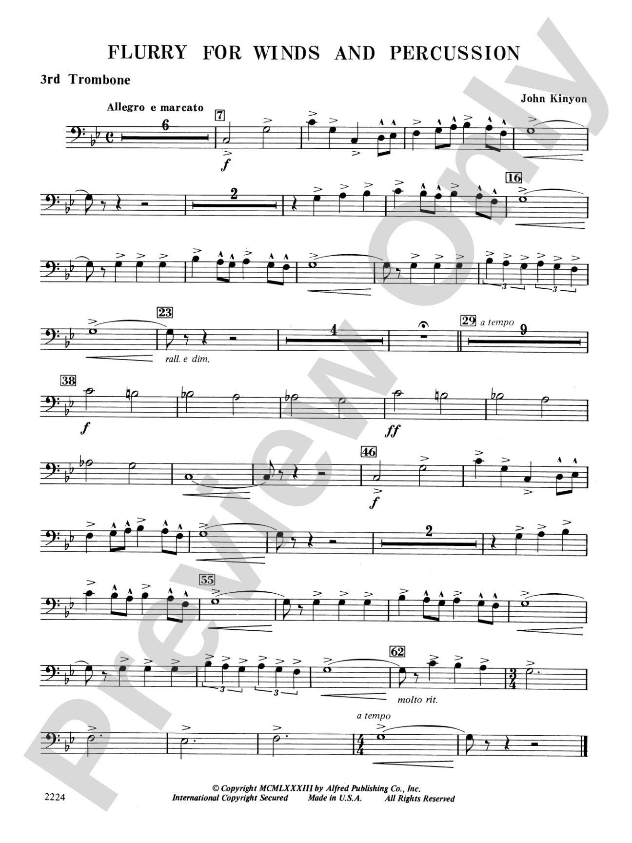 Flurry for Winds and Percussion: 3rd Trombone
