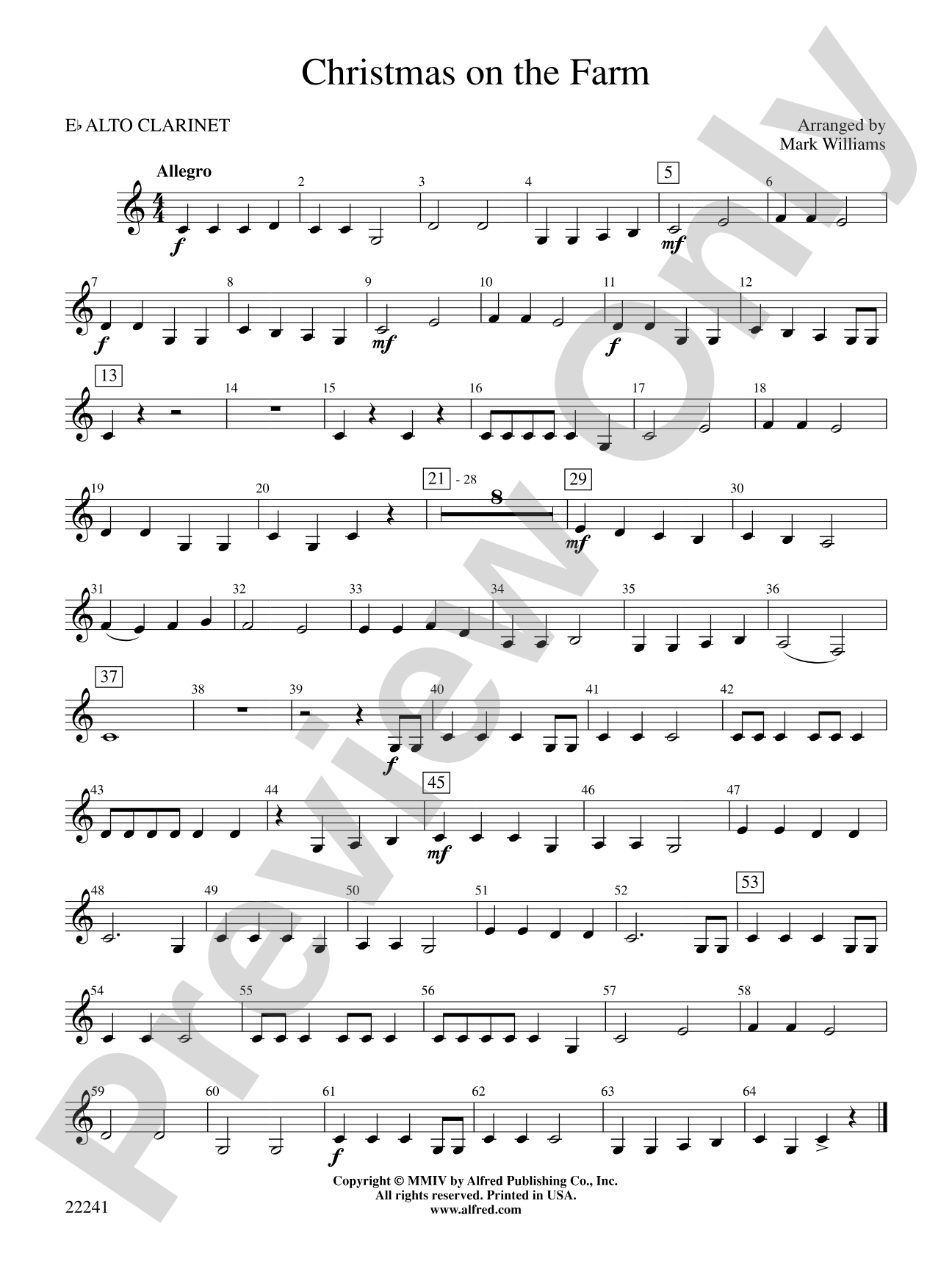 Christmas on the Farm: E-flat Alto Clarinet