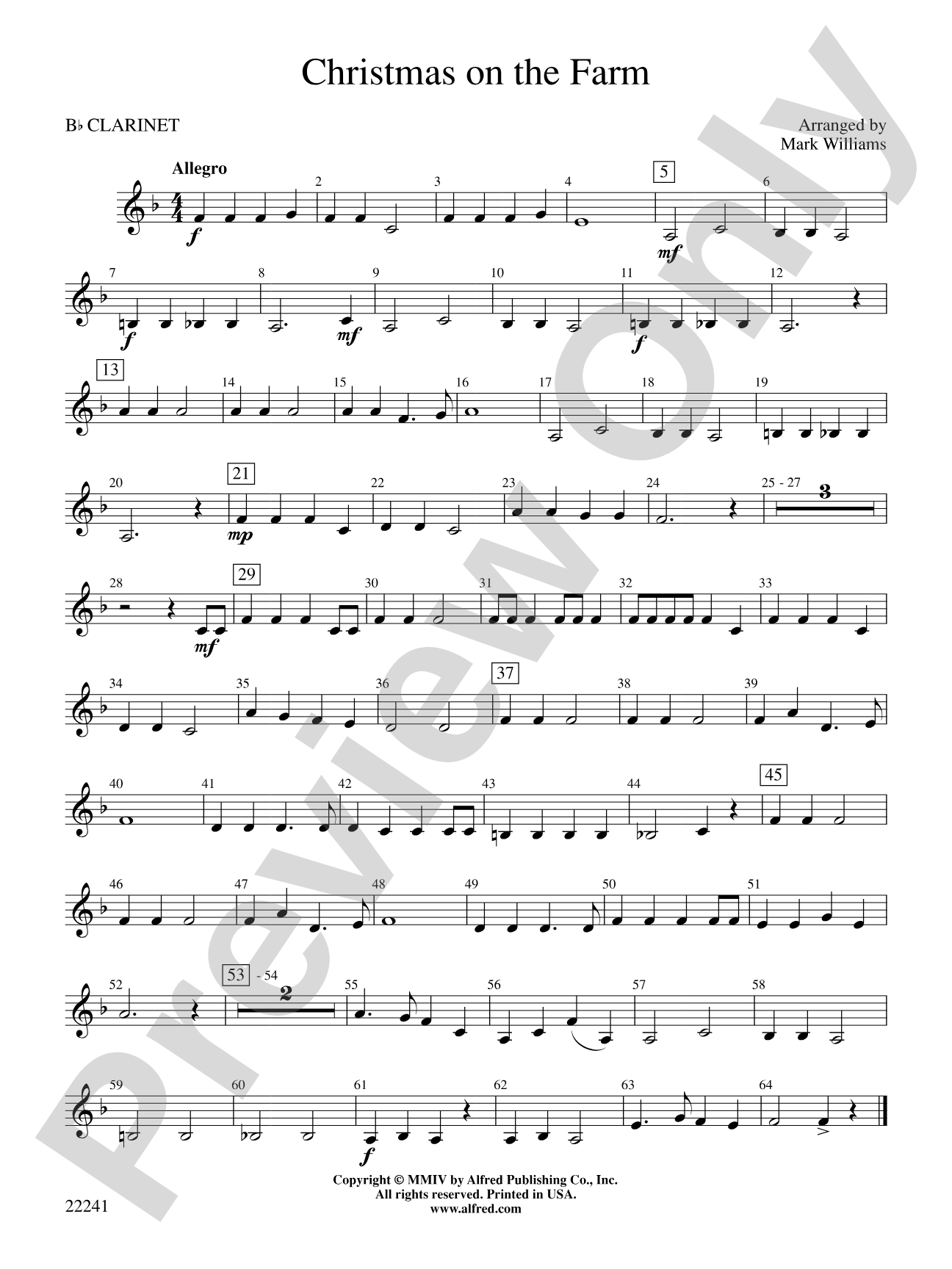 Christmas on the Farm: 1st B-flat Clarinet