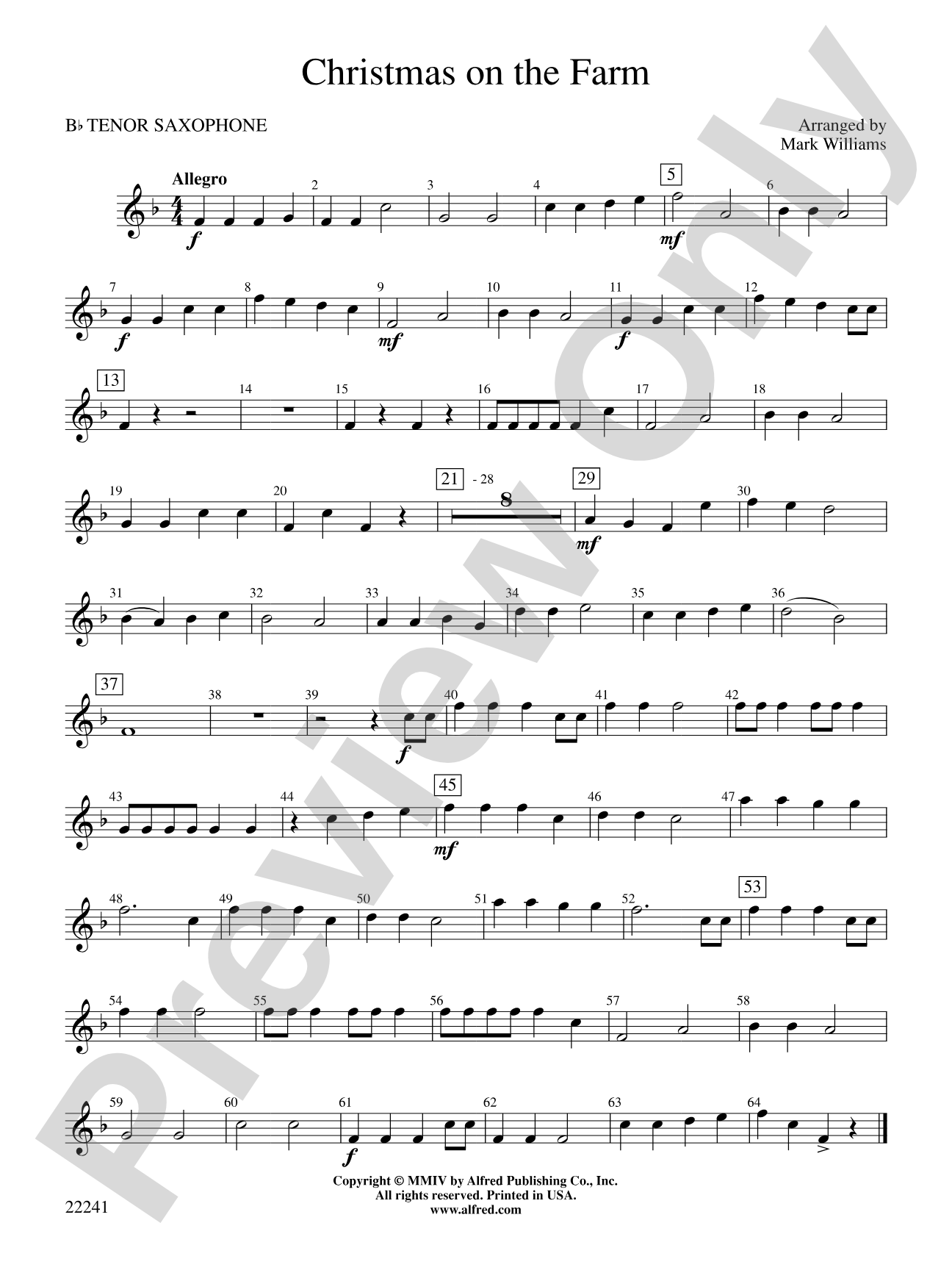 Christmas on the Farm: B-flat Tenor Saxophone