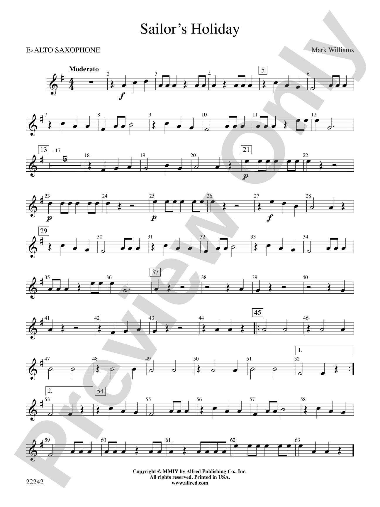 Sailor's Holiday: E-flat Alto Saxophone