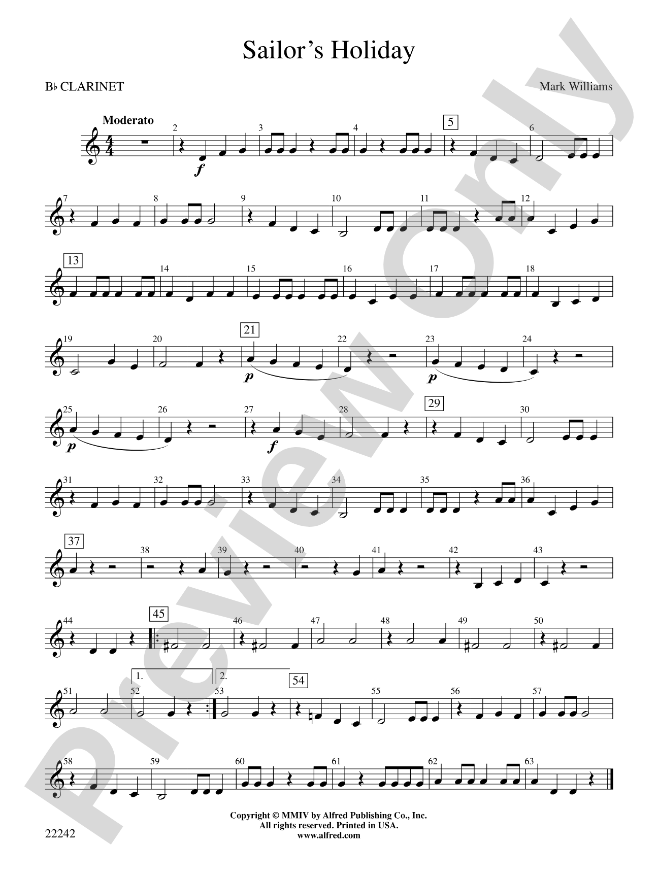 Sailor's Holiday: 1st B-flat Clarinet