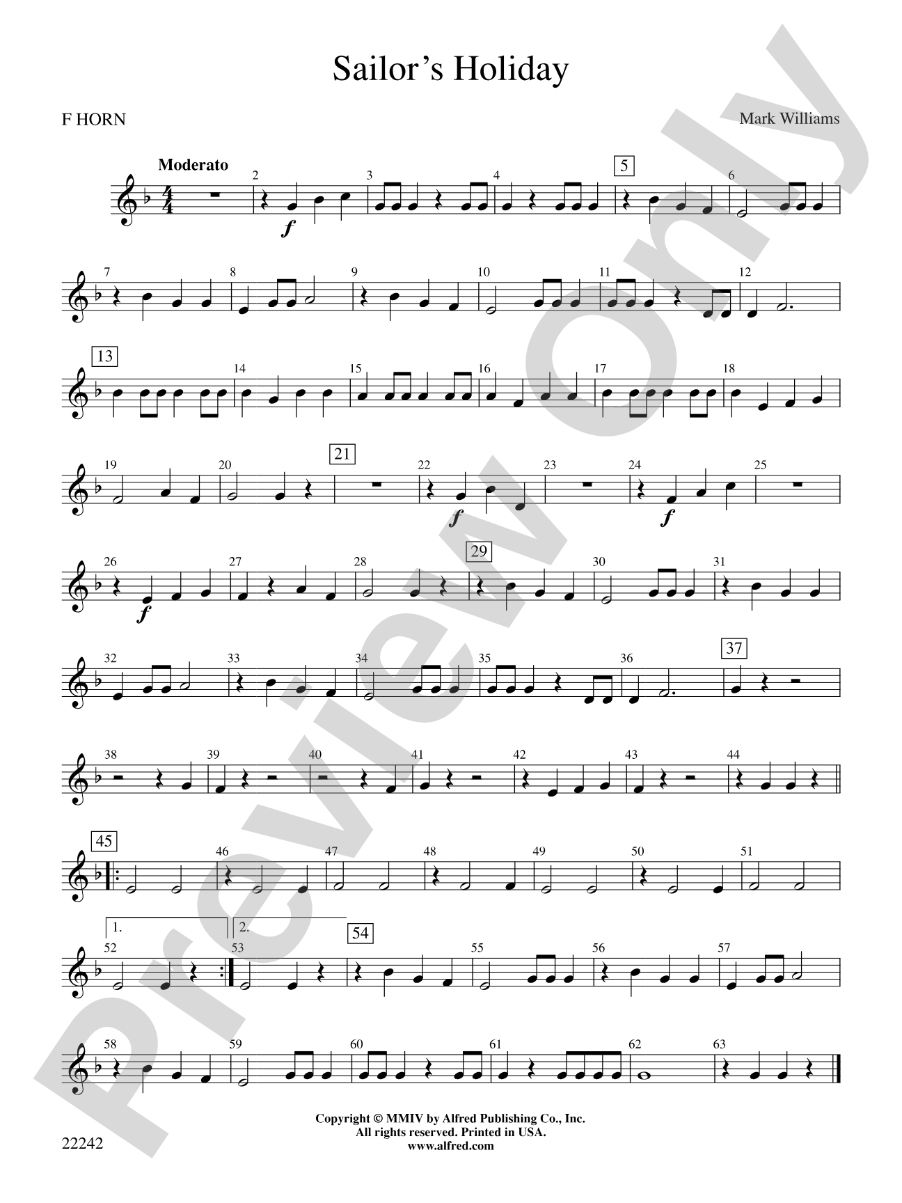 Sailor's Holiday: 1st F Horn