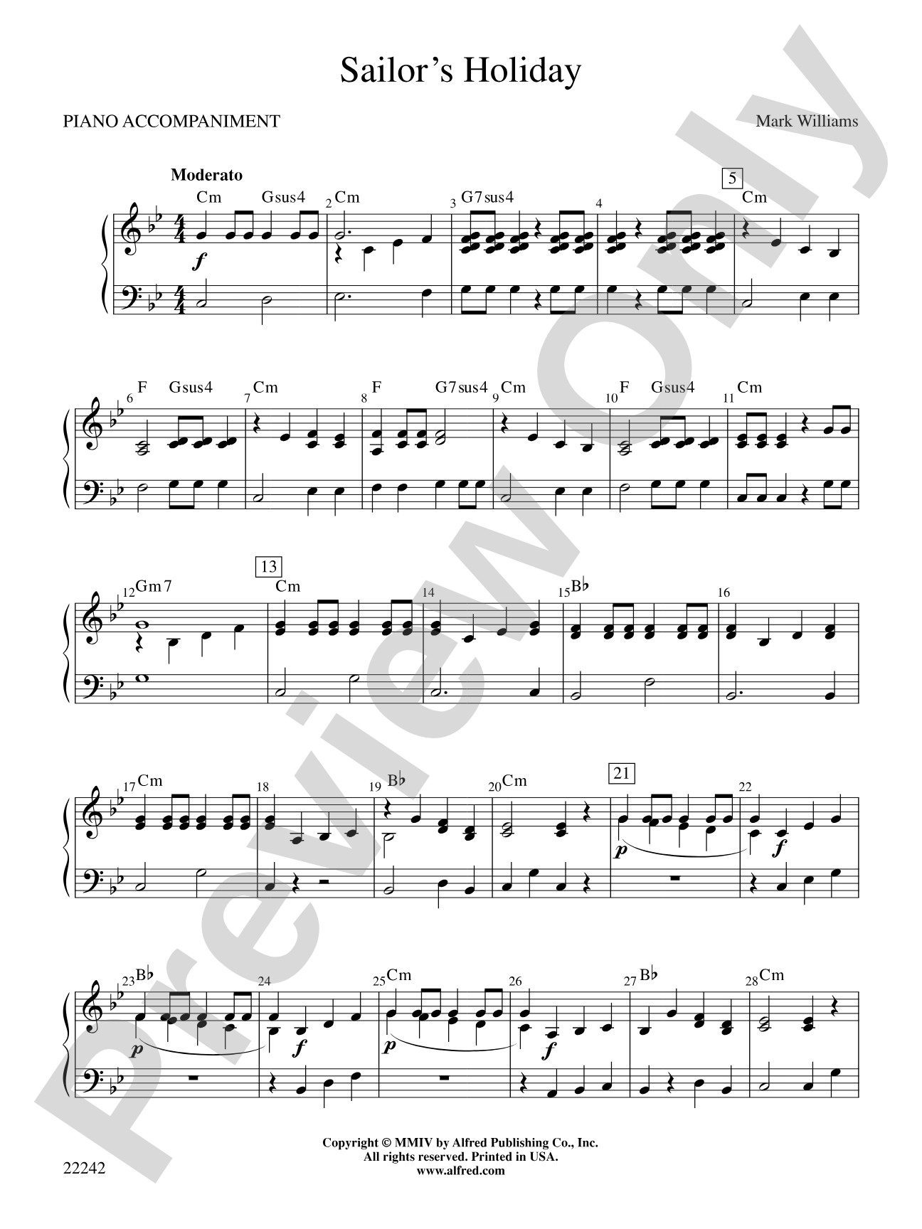 Sailor's Holiday: Piano Accompaniment