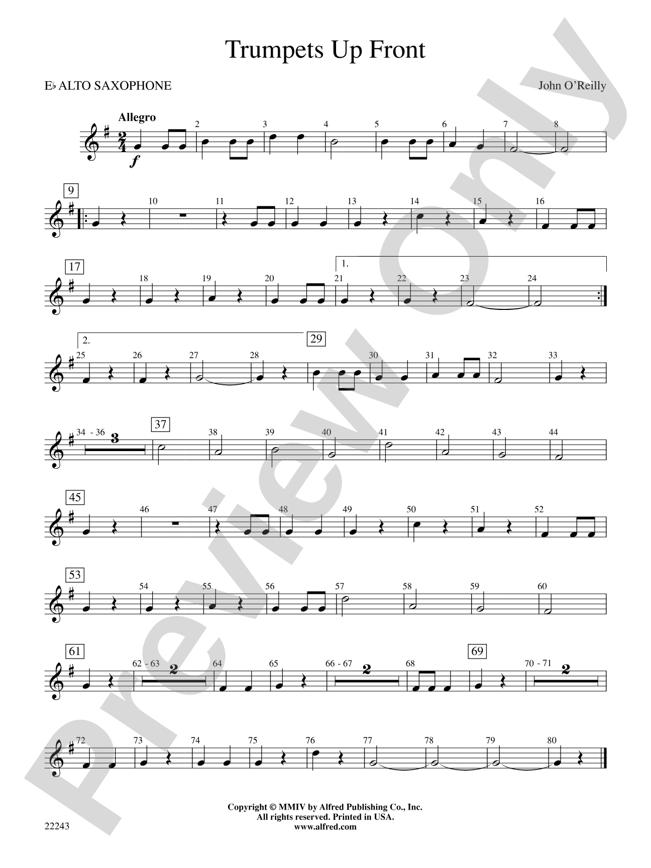 Trumpets Up Front: E-flat Alto Saxophone