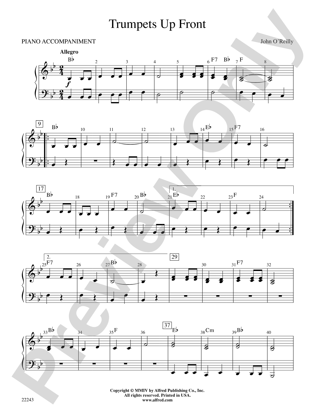 Trumpets Up Front: Piano Accompaniment