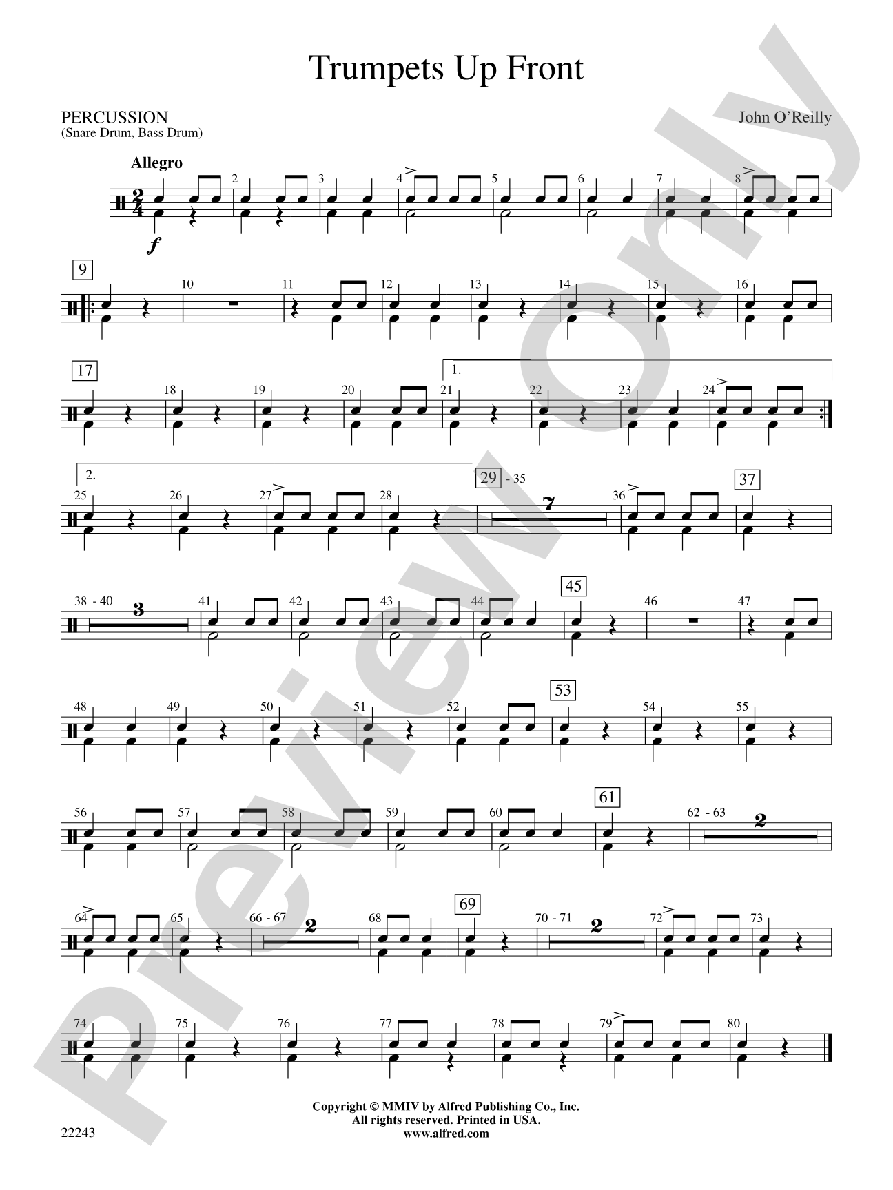 Trumpets Up Front: 1st Percussion