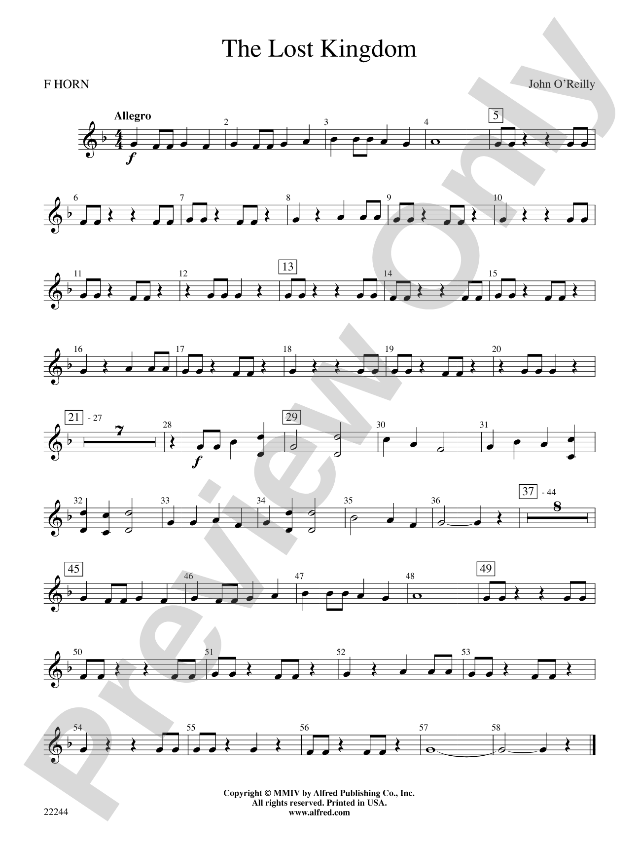 The Lost Kingdom: 1st F Horn