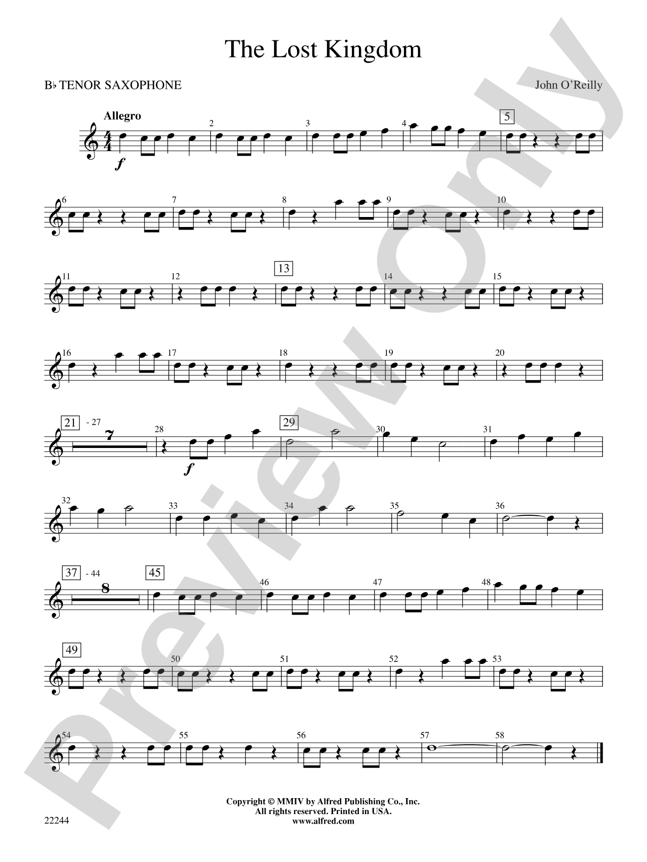 The Lost Kingdom: B-flat Tenor Saxophone