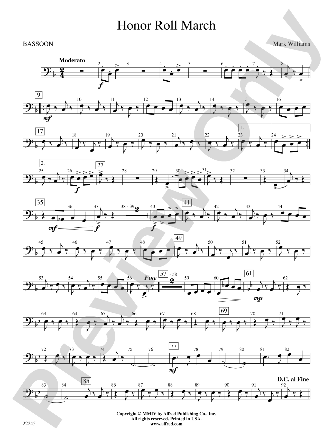 Honor Roll March: Bassoon