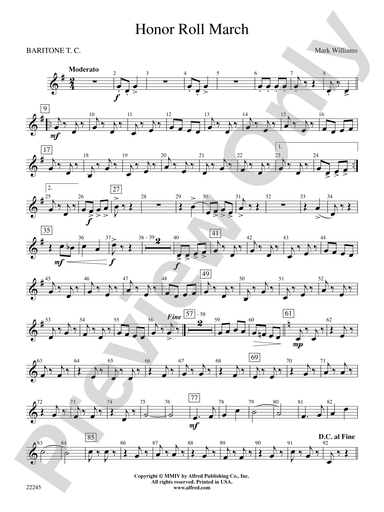 Honor Roll March: Baritone T.C.