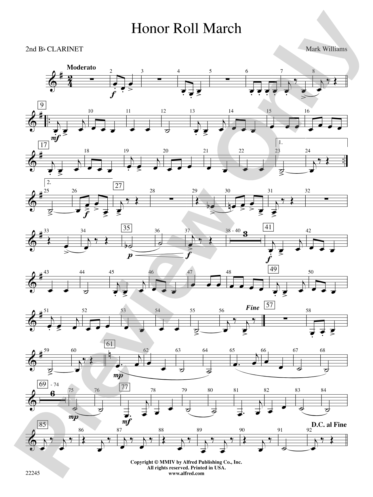 Honor Roll March: 2nd B-flat Clarinet