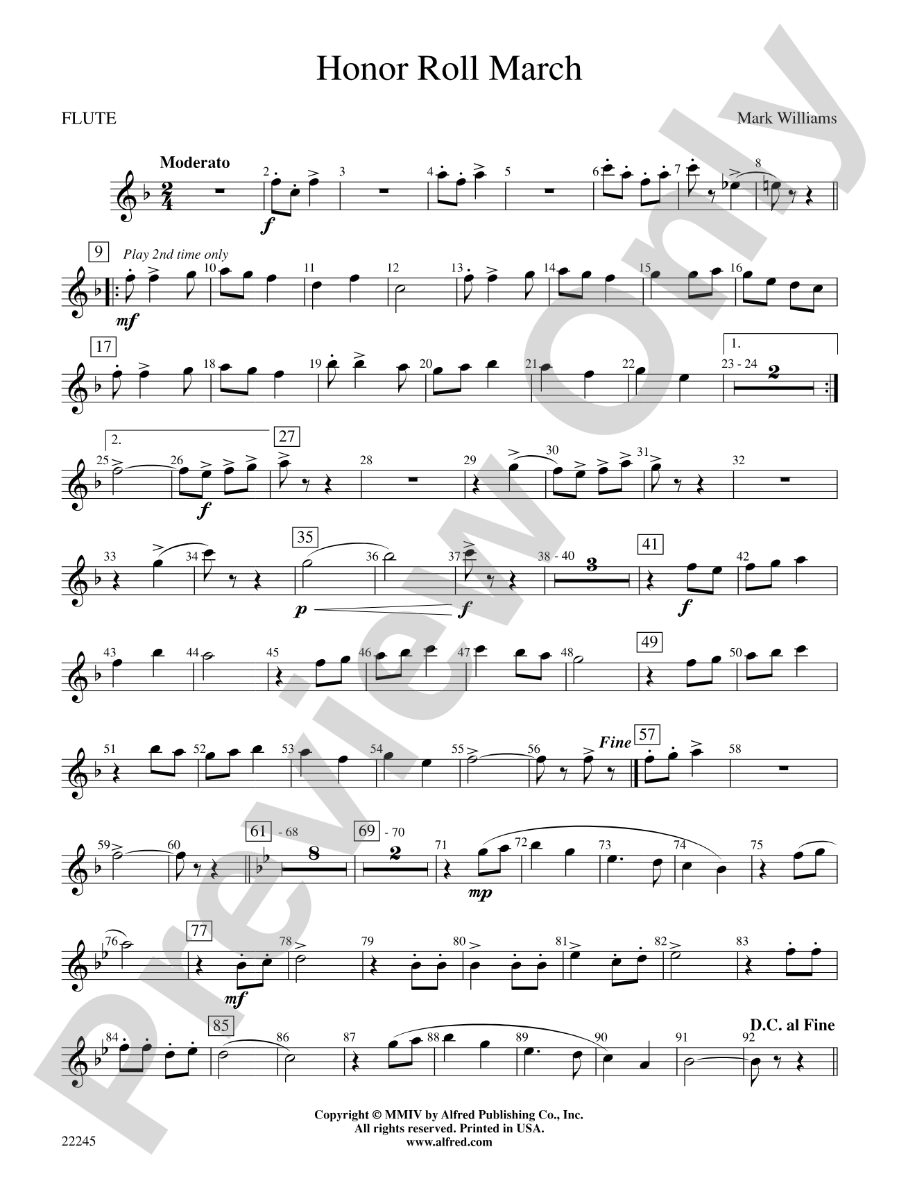 Honor Roll March: Flute