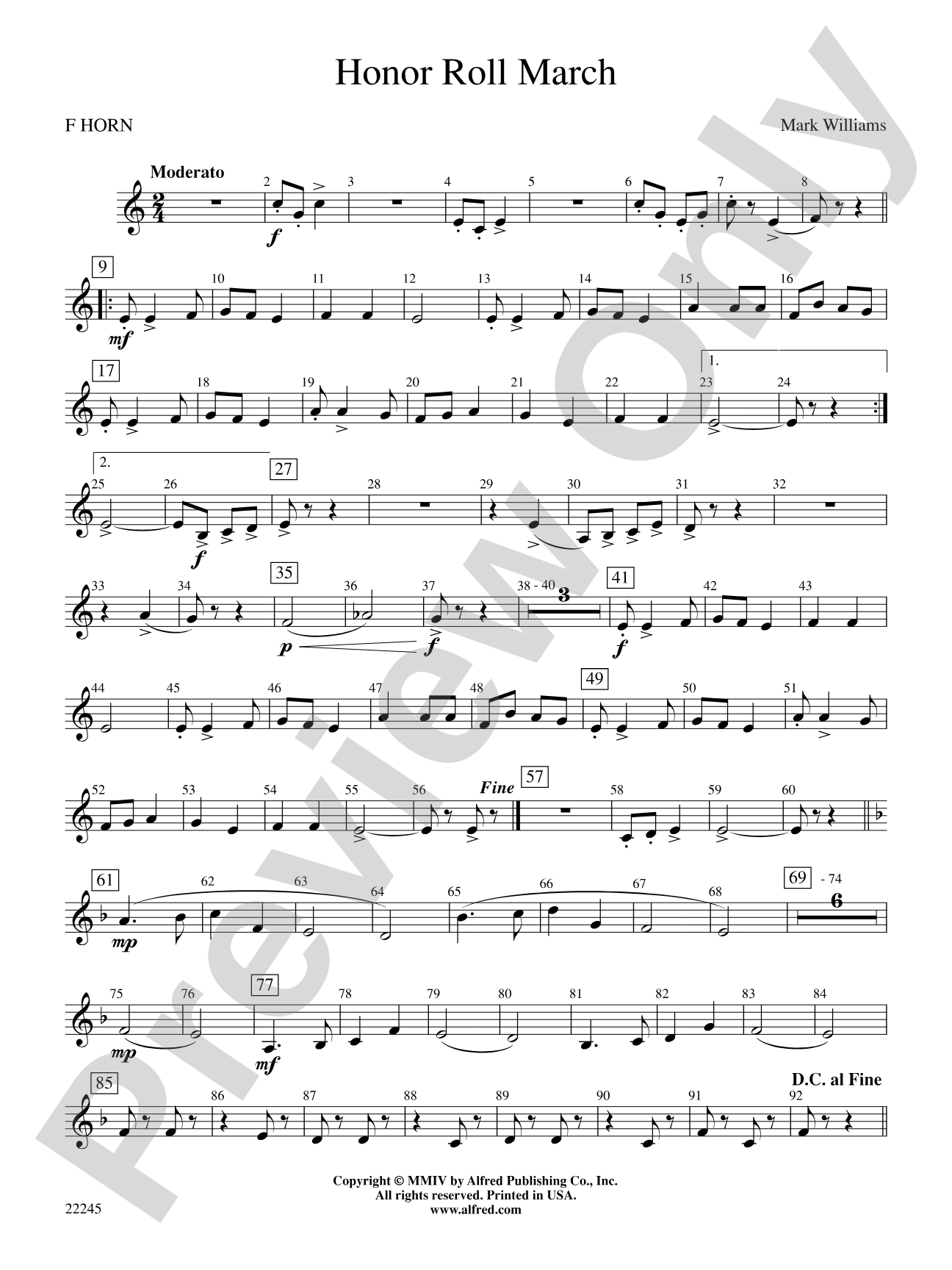 Honor Roll March: 1st F Horn