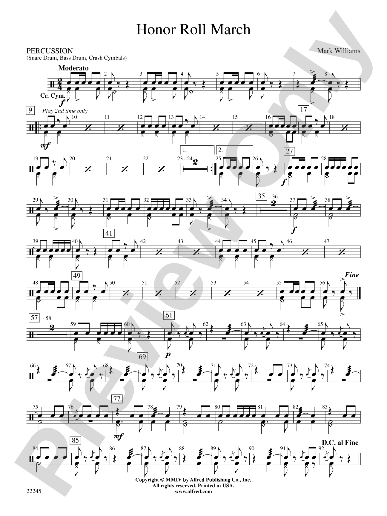 Honor Roll March: 1st Percussion