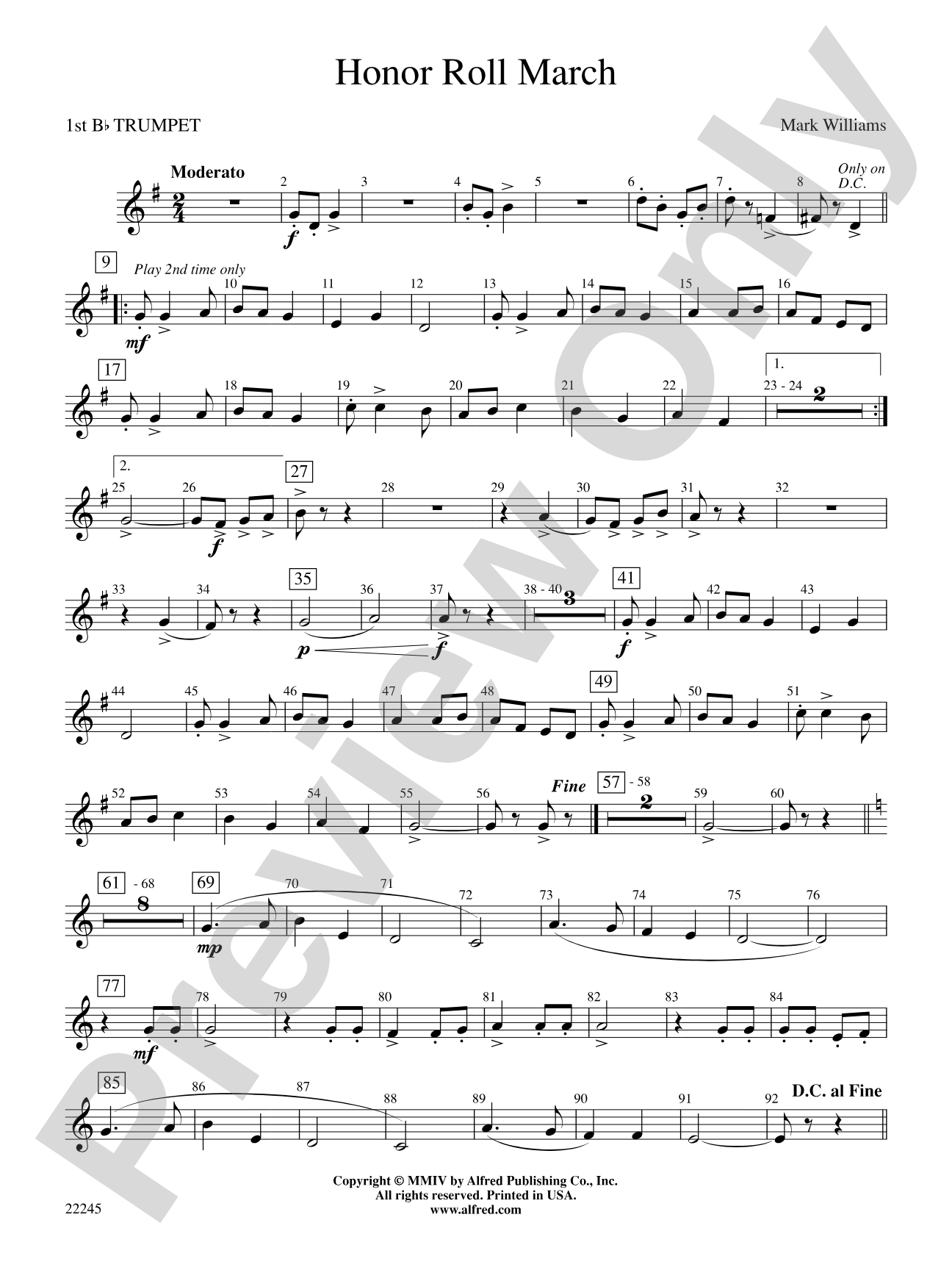 Honor Roll March: 1st B-flat Trumpet