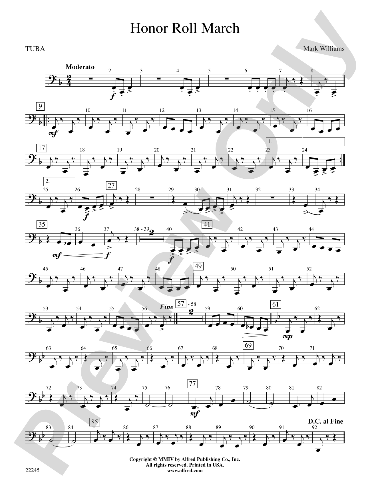 Honor Roll March: Tuba
