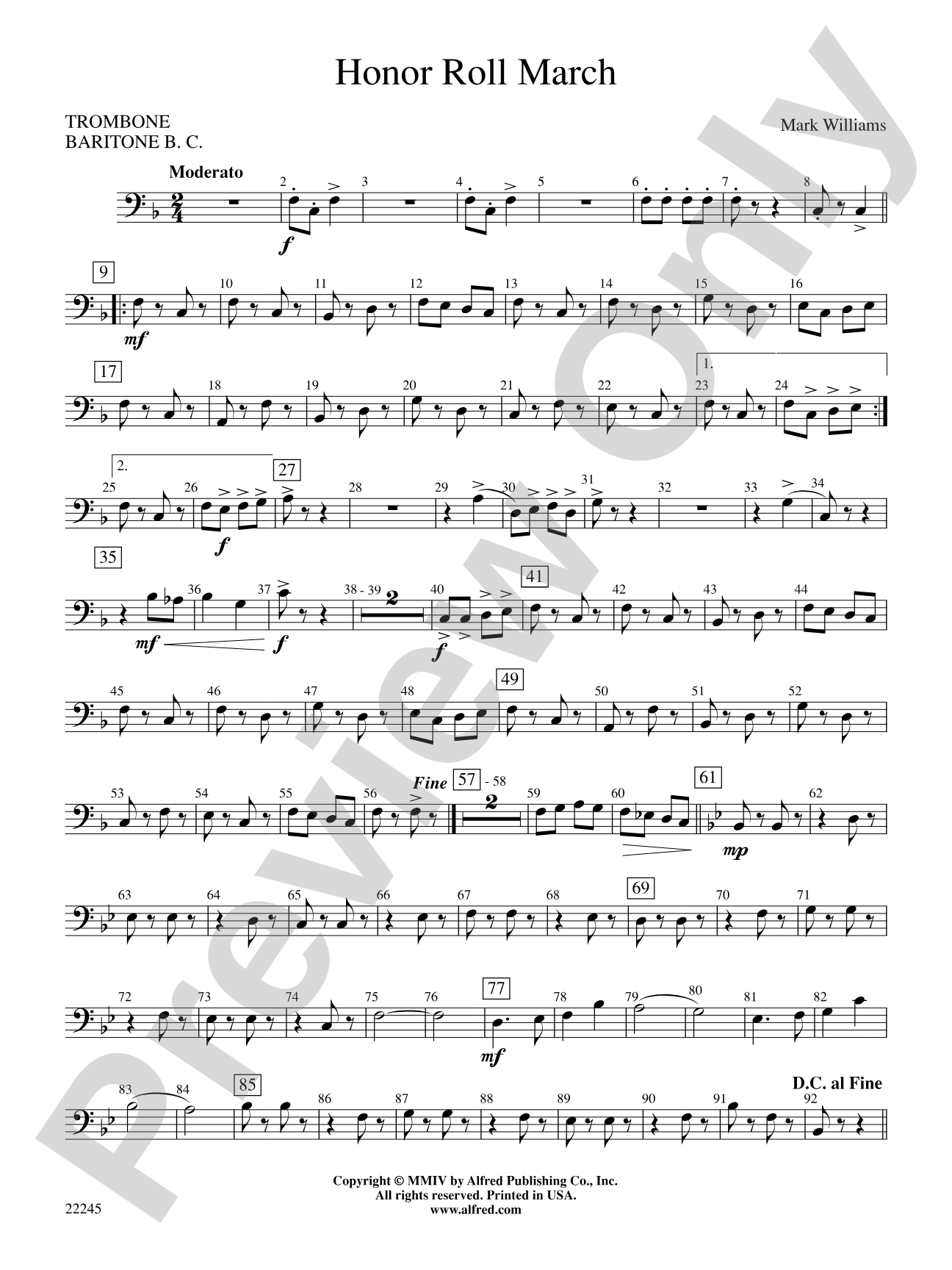 Honor Roll March: 1st Trombone