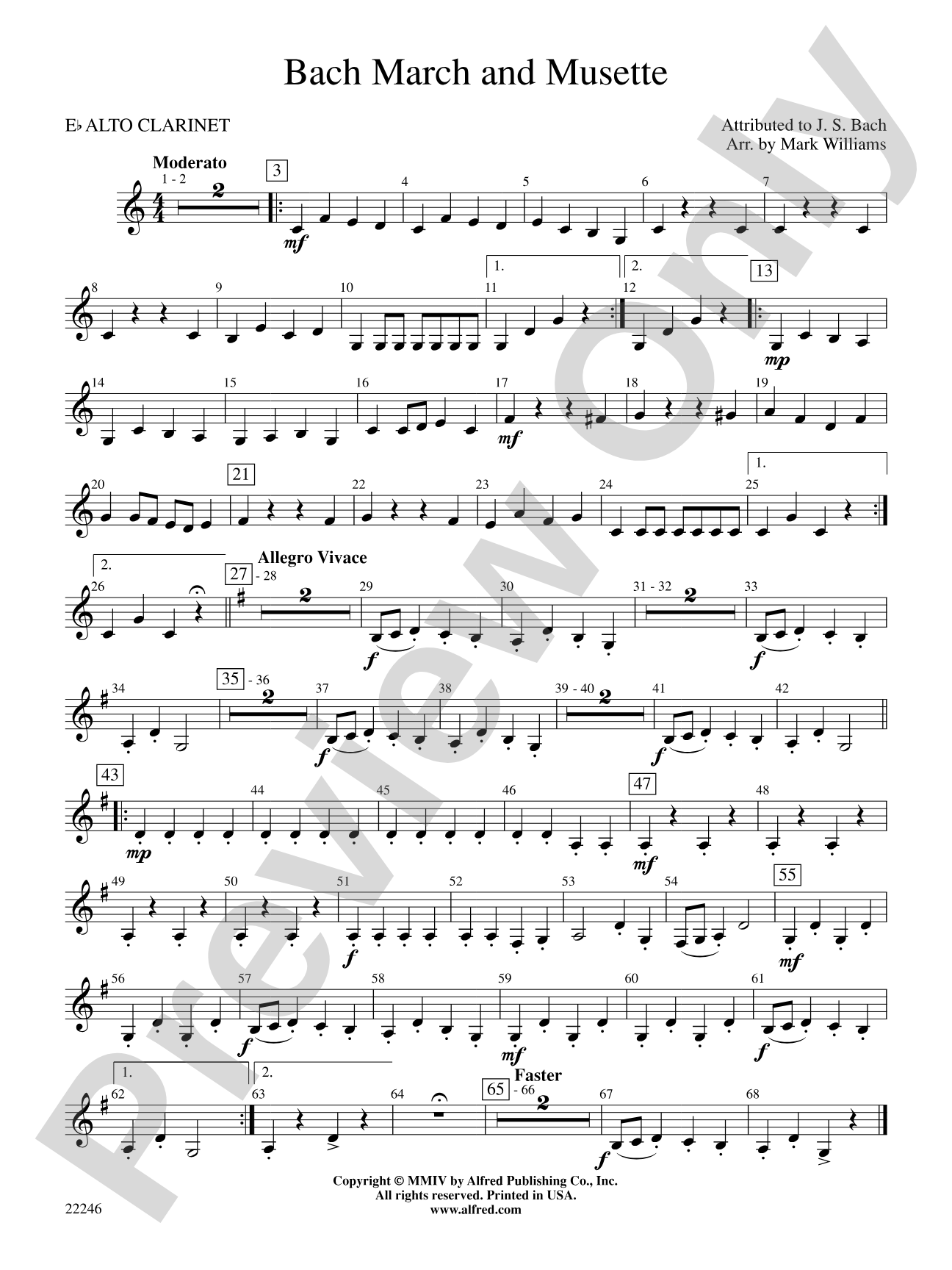 Bach March and Musette: E-flat Alto Clarinet