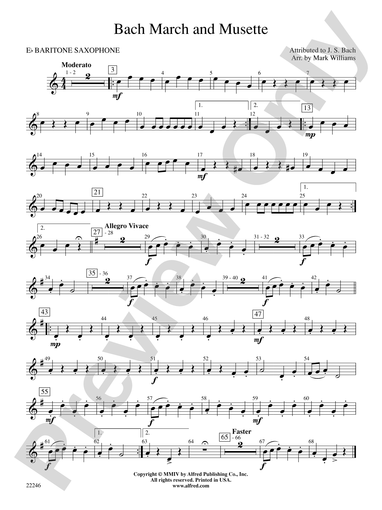 Bach March and Musette: E-flat Baritone Saxophone