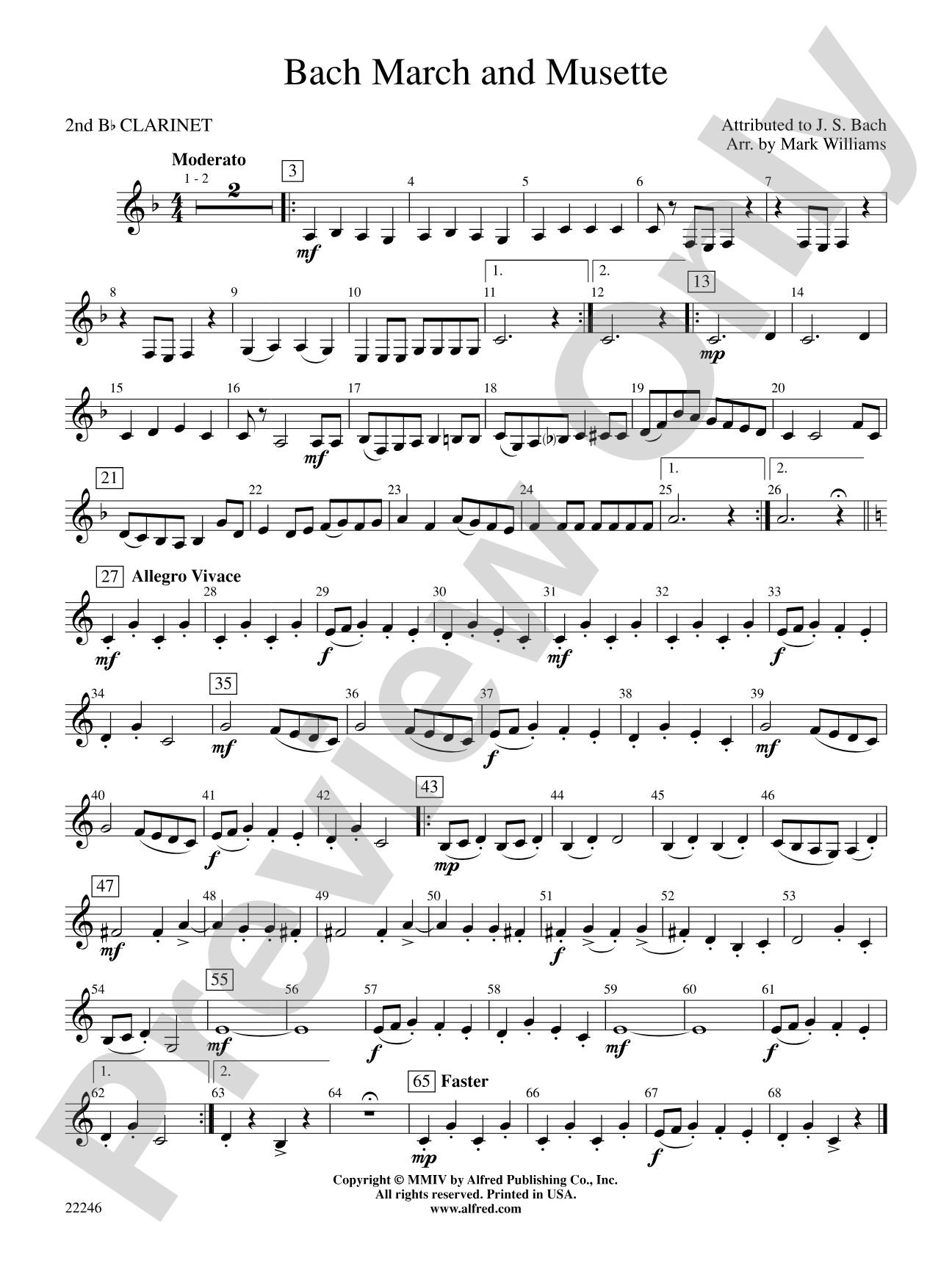 Bach March and Musette: 2nd B-flat Clarinet