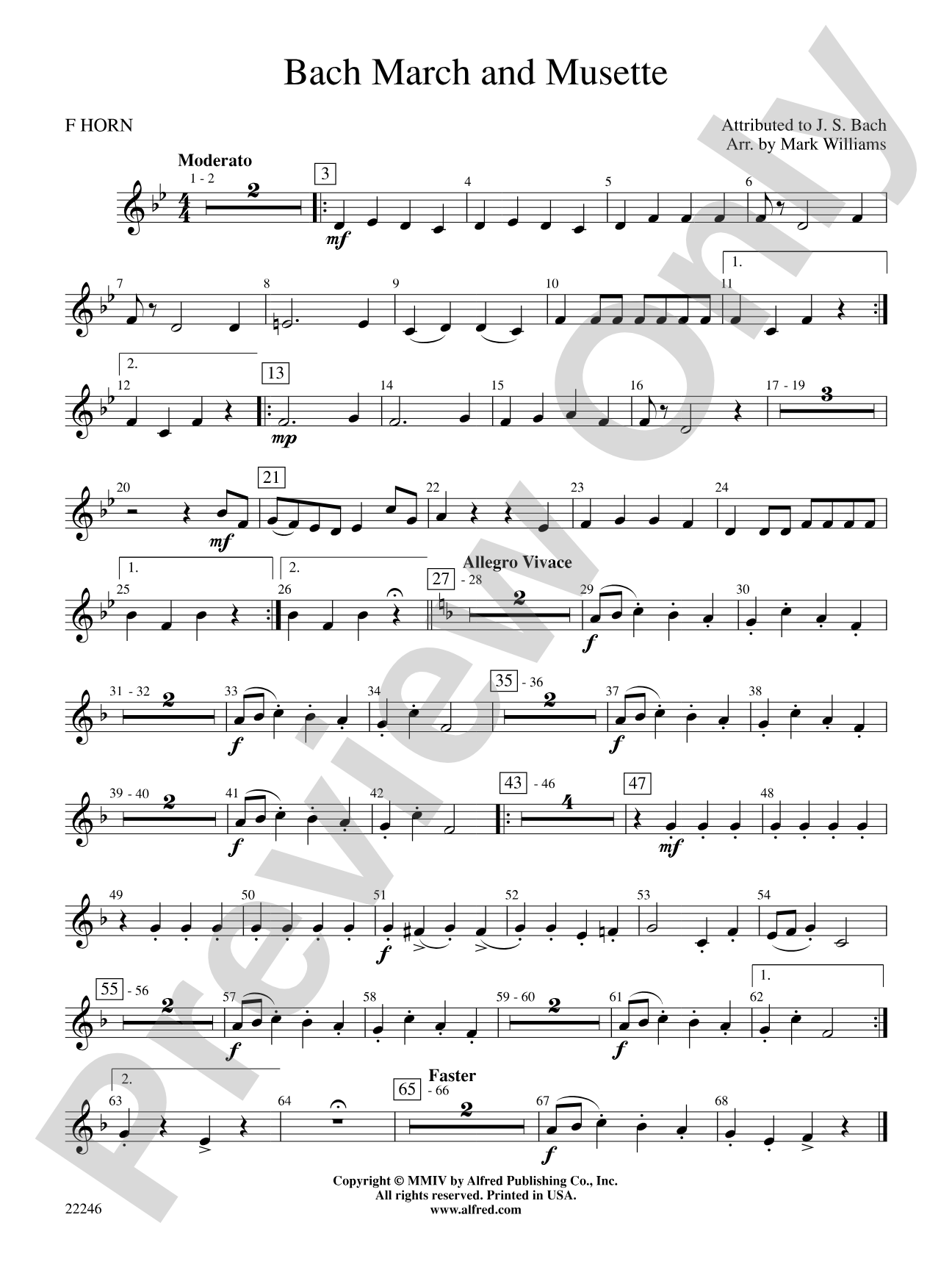Bach March and Musette: 1st F Horn