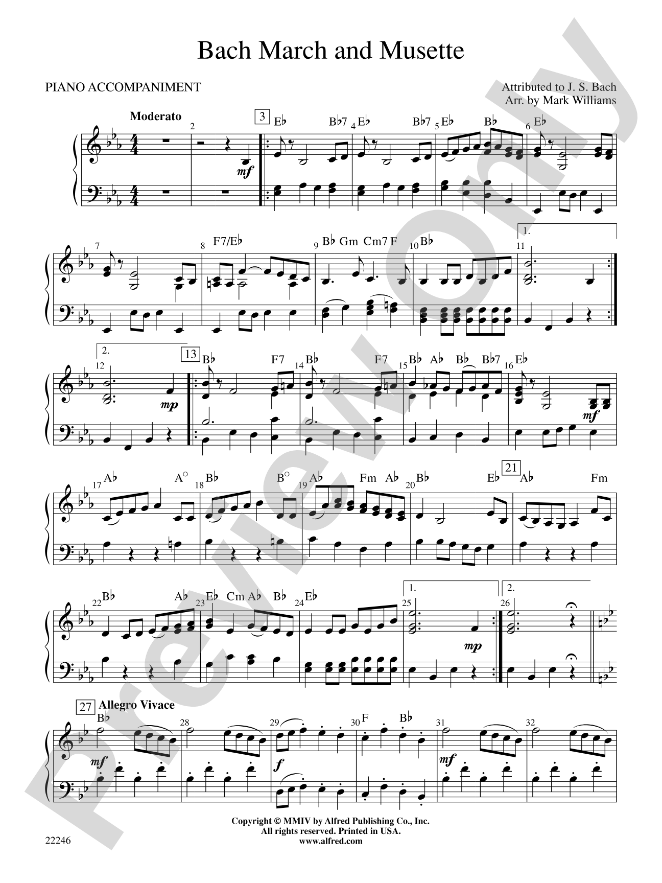 Bach March and Musette: Piano Accompaniment