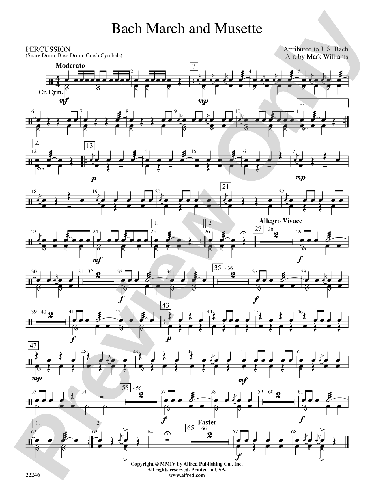 Bach March and Musette: 1st Percussion