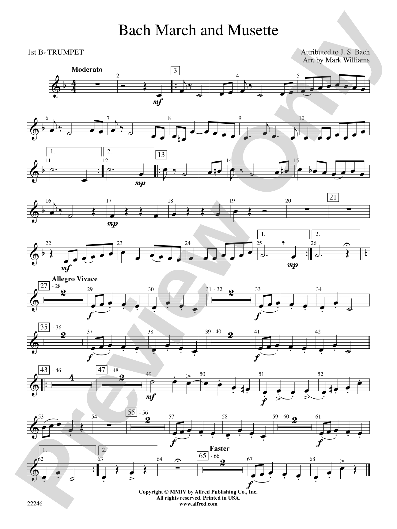 Bach March and Musette: 1st B-flat Trumpet