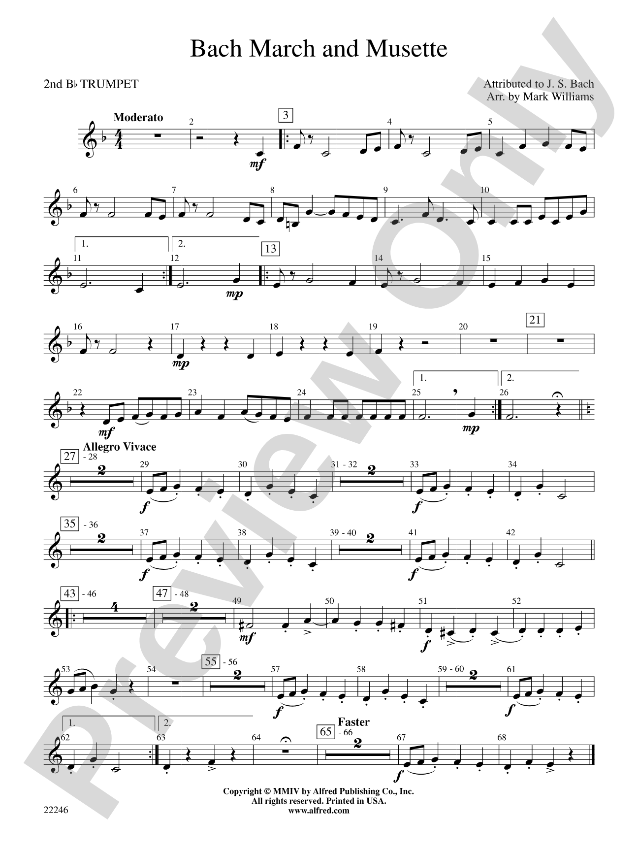 Bach March and Musette: 2nd B-flat Trumpet