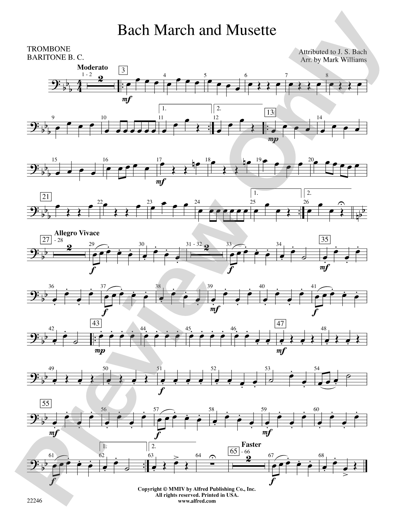 Bach March and Musette: 1st Trombone