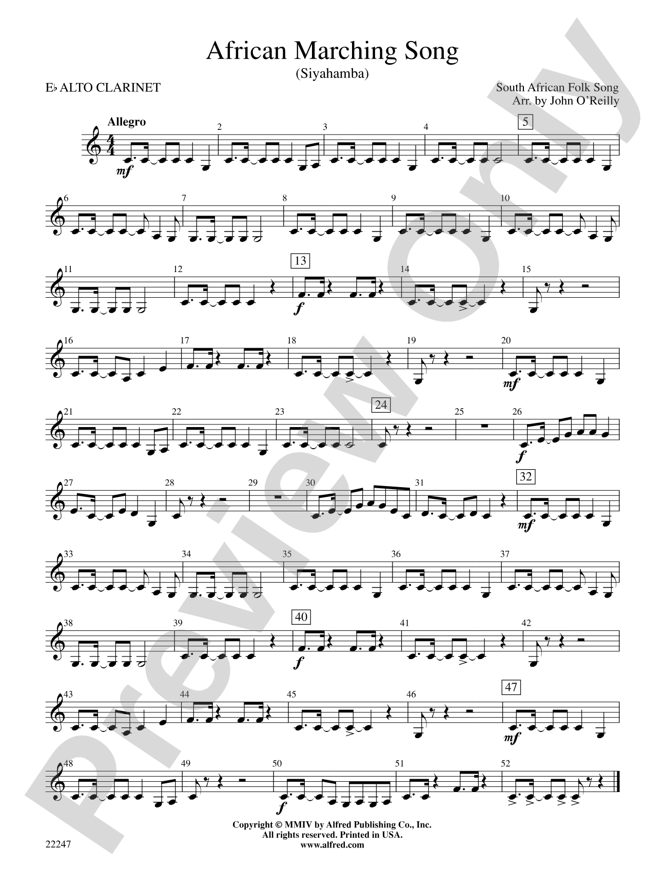 African Marching Song: E-flat Alto Clarinet