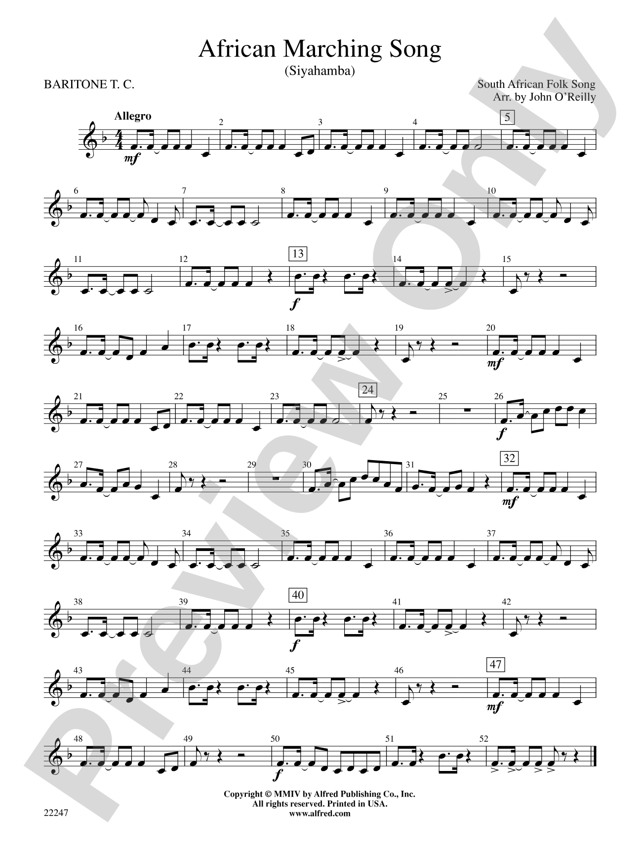 African Marching Song: Baritone T.C.