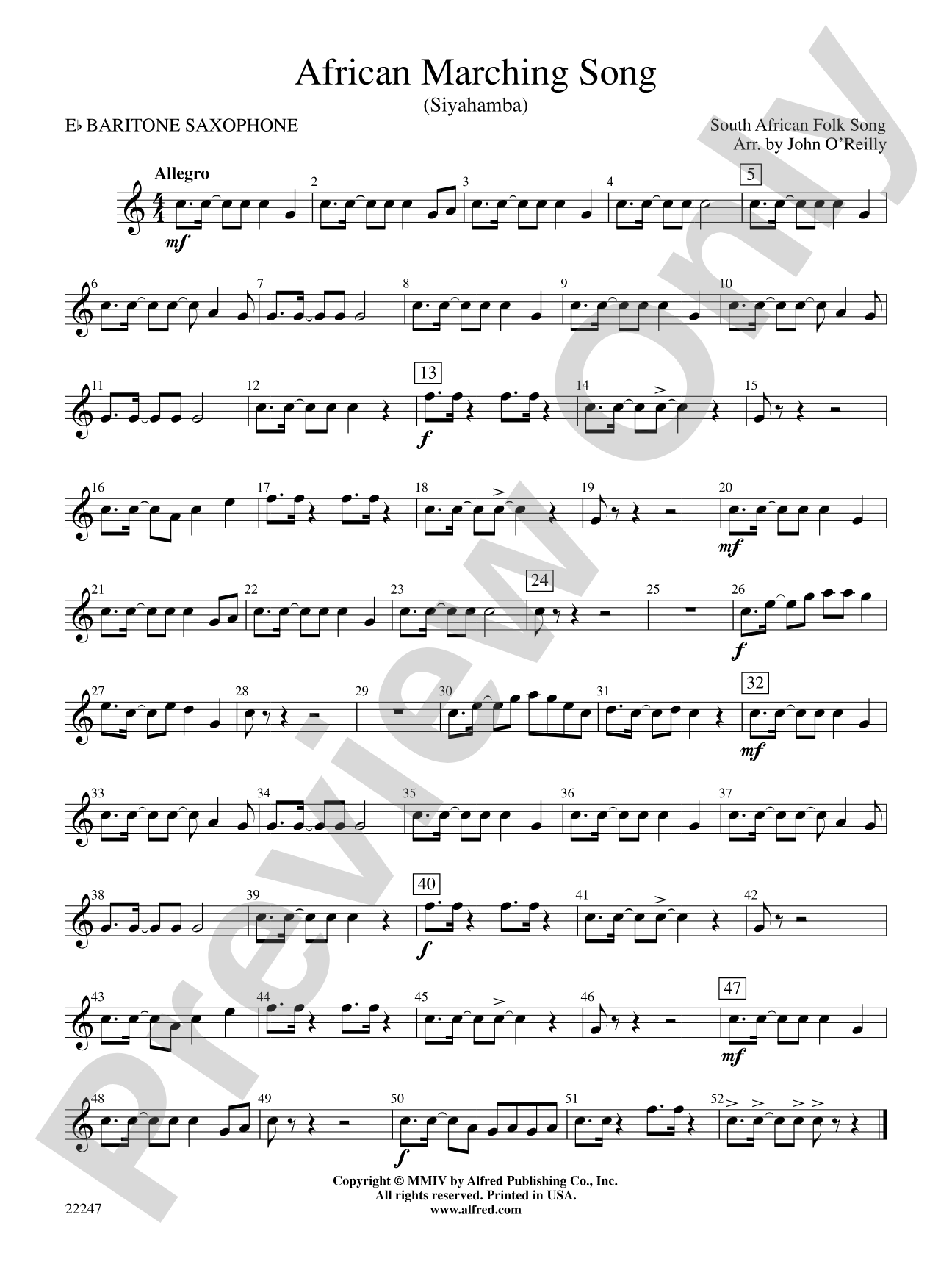 African Marching Song: E-flat Baritone Saxophone