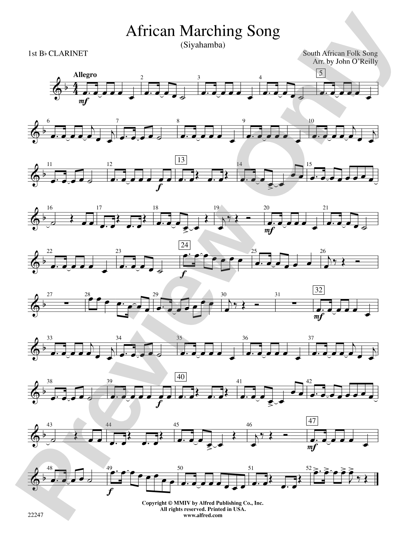 African Marching Song: 1st B-flat Clarinet