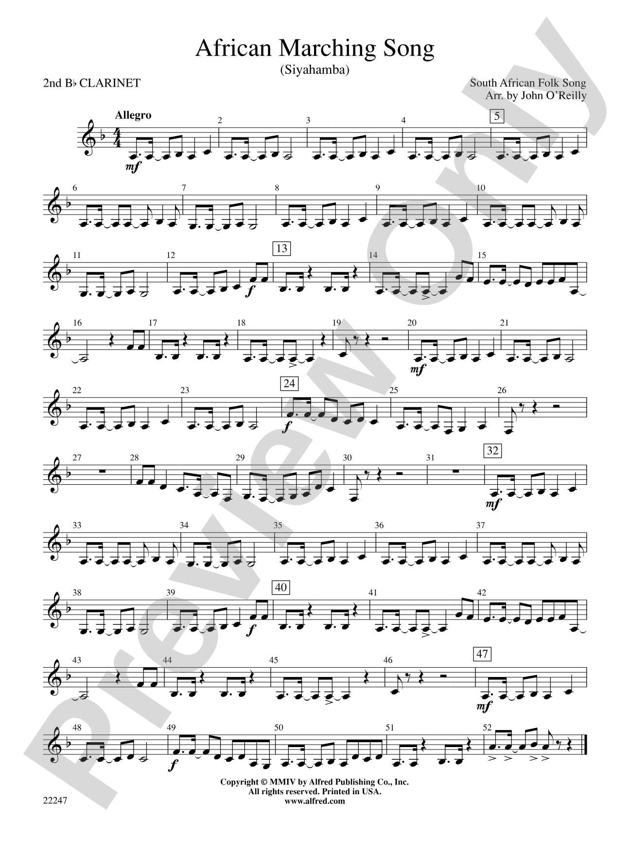 African Marching Song: 2nd B-flat Clarinet
