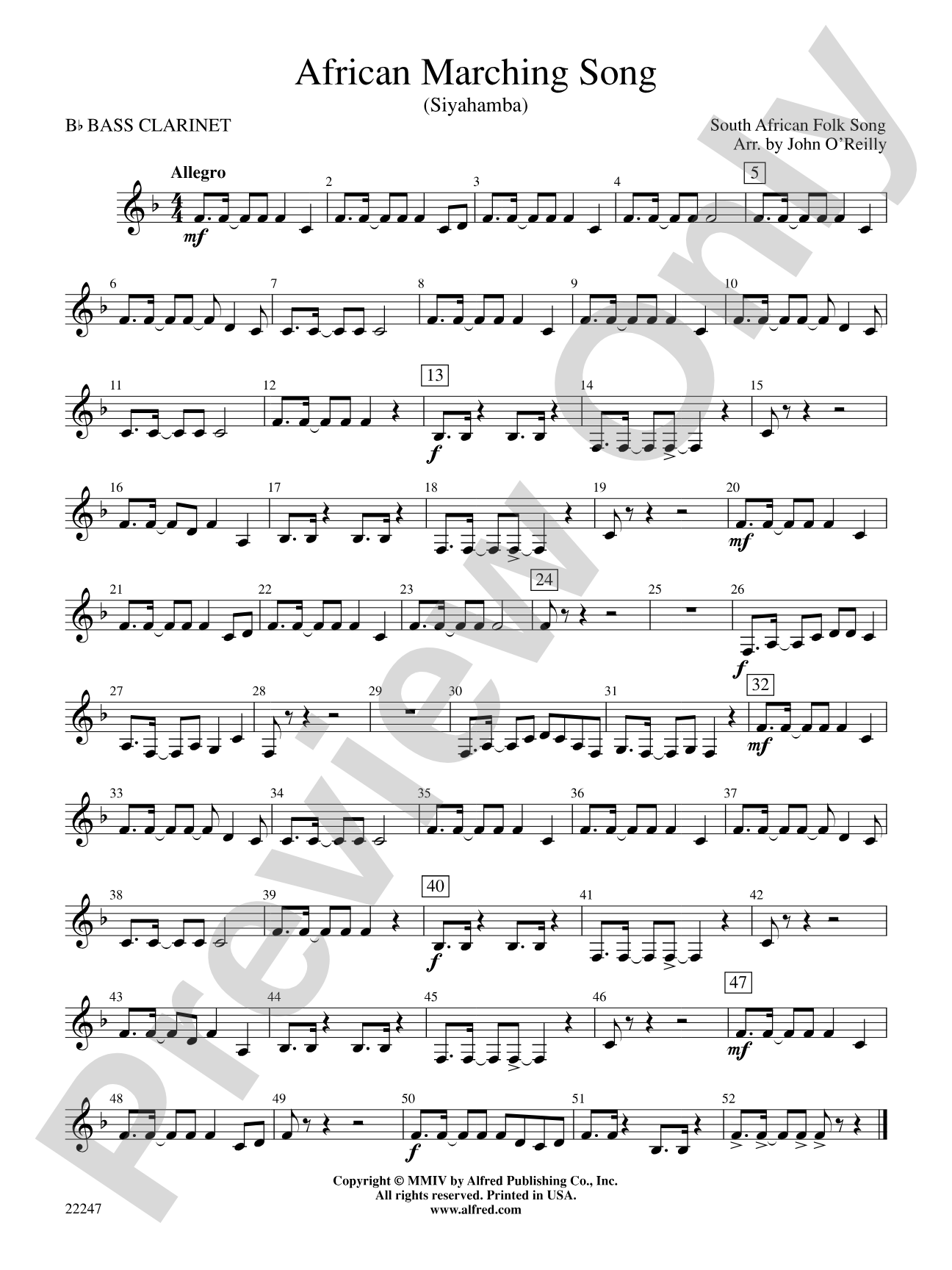 African Marching Song: B-flat Bass Clarinet