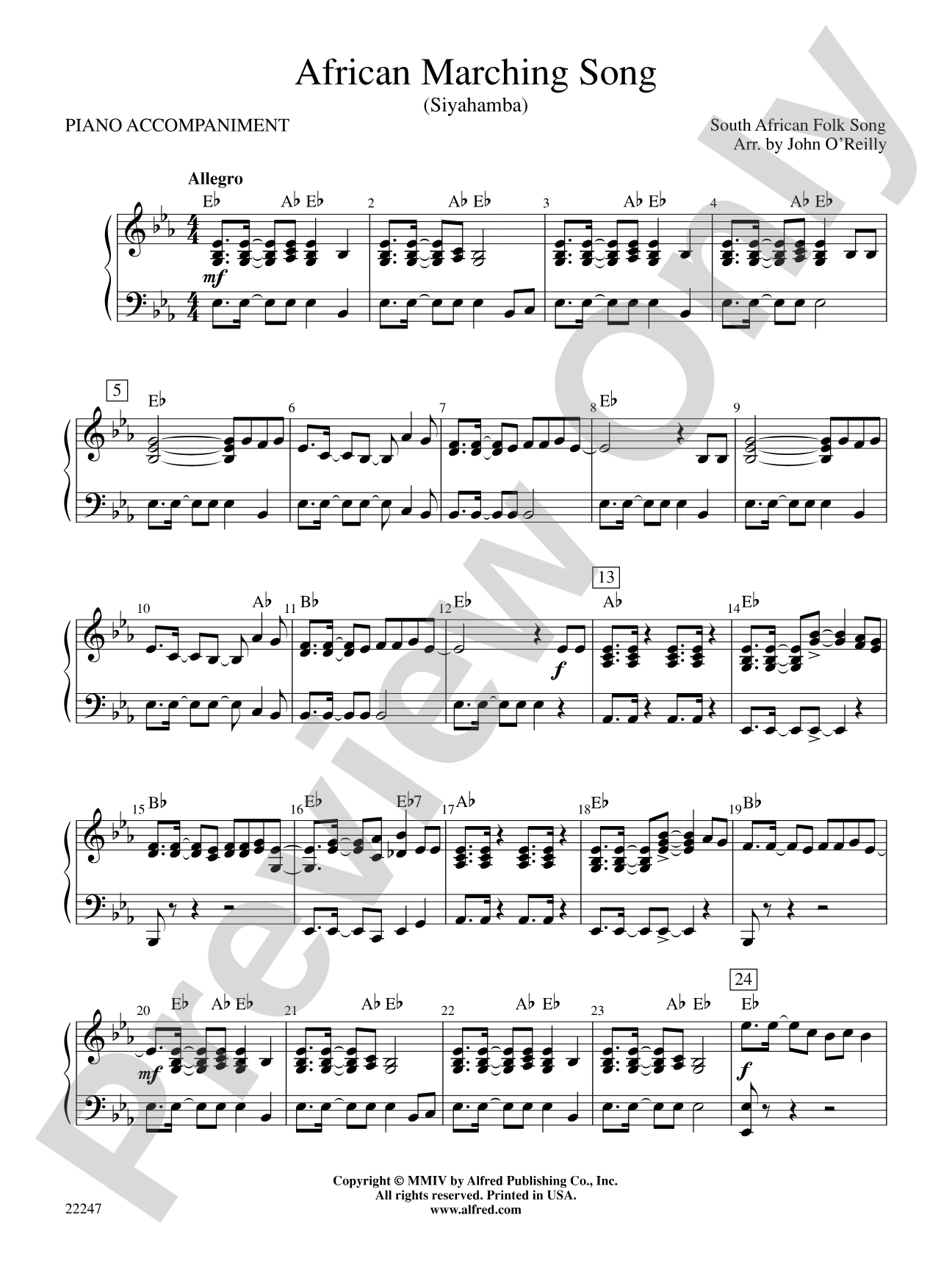 African Marching Song: Piano Accompaniment