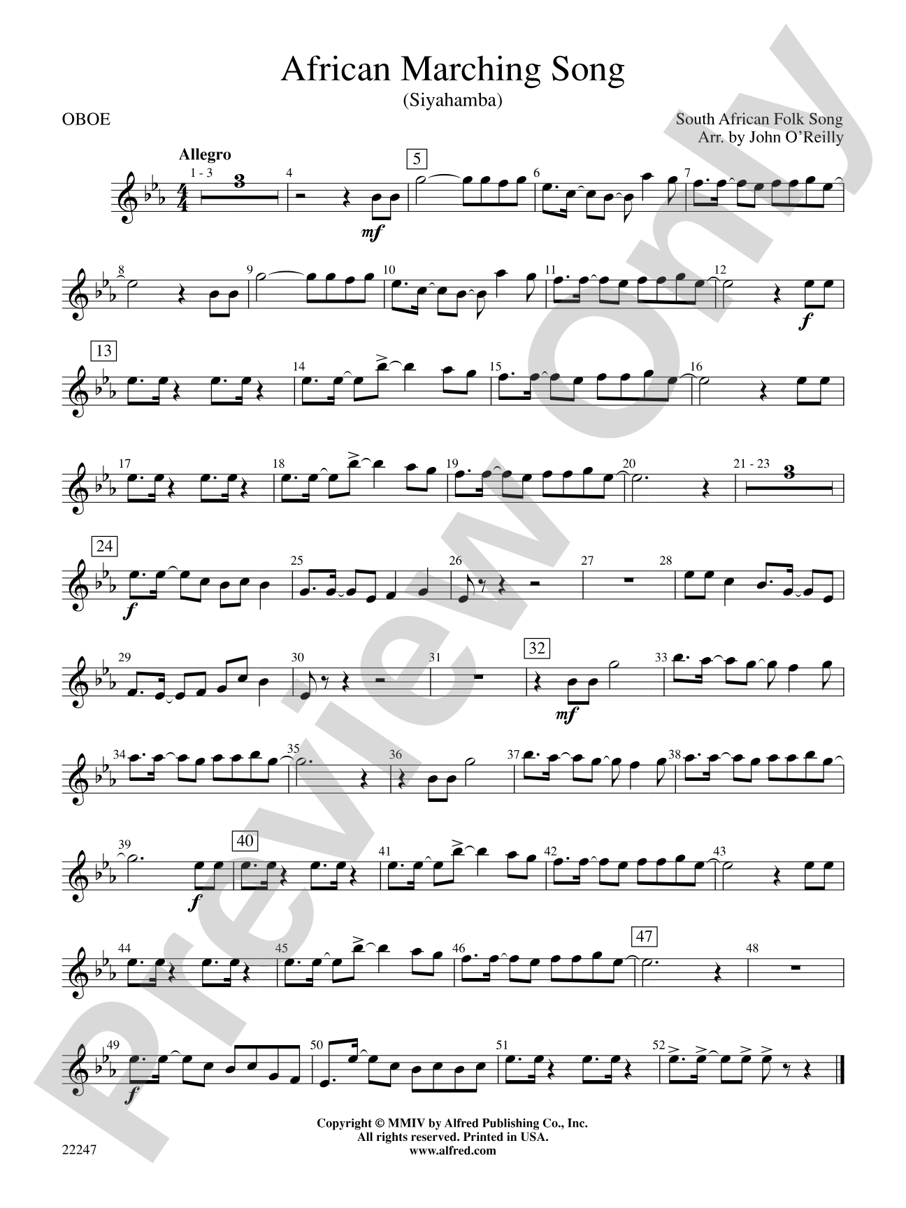 African Marching Song: Oboe