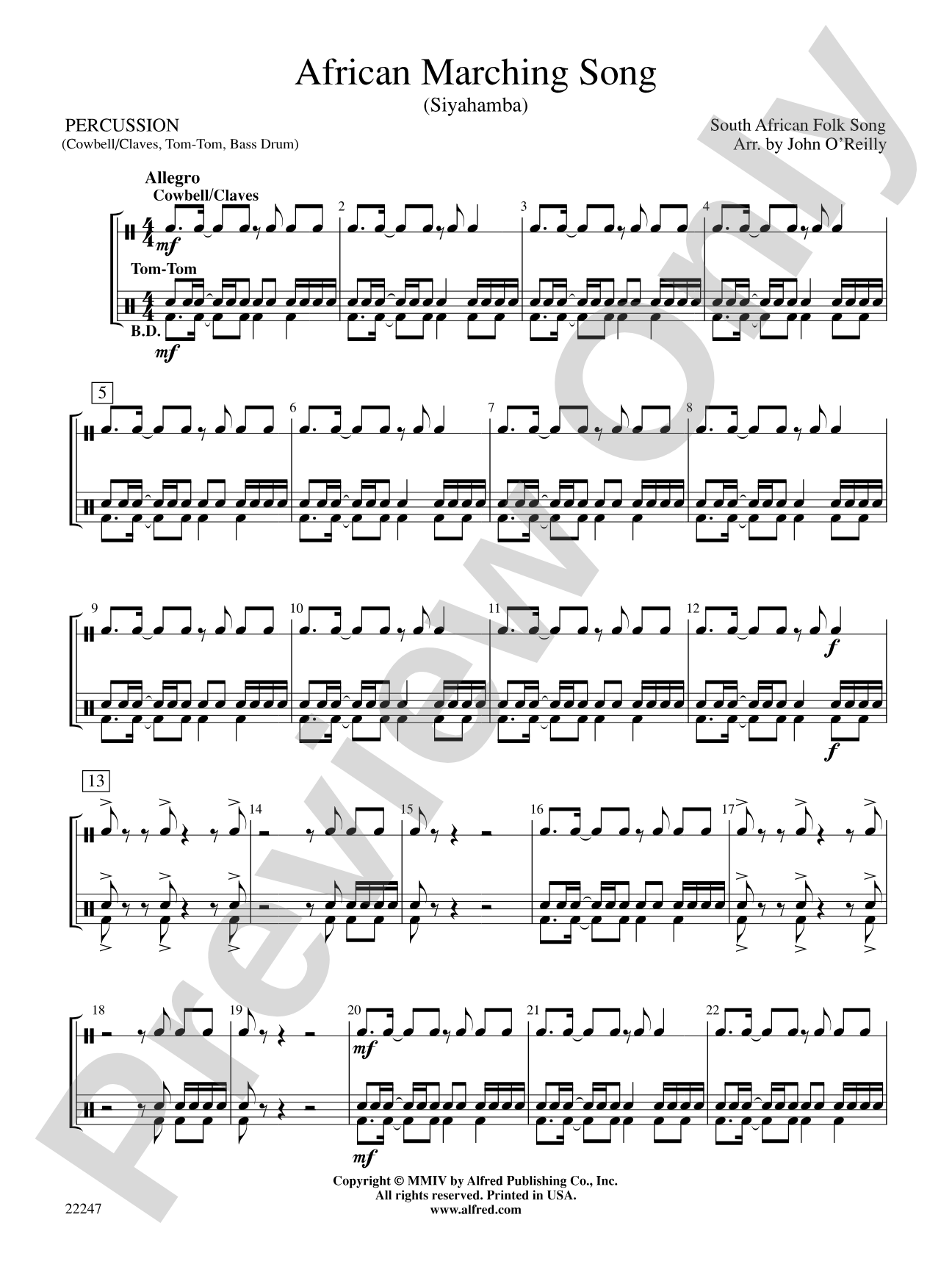 African Marching Song: 1st Percussion